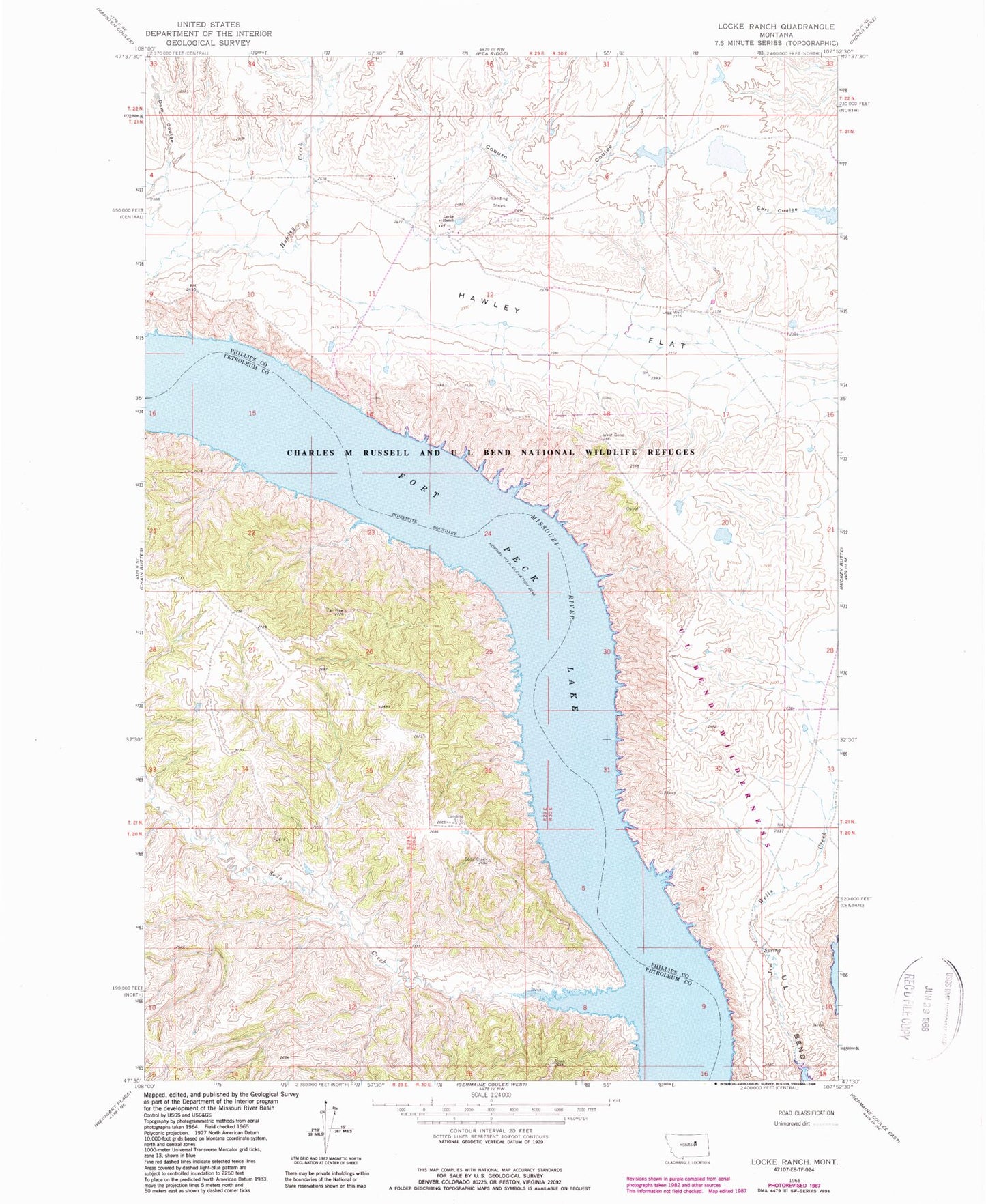 Classic USGS Locke Ranch Montana 7.5'x7.5' Topo Map Image
