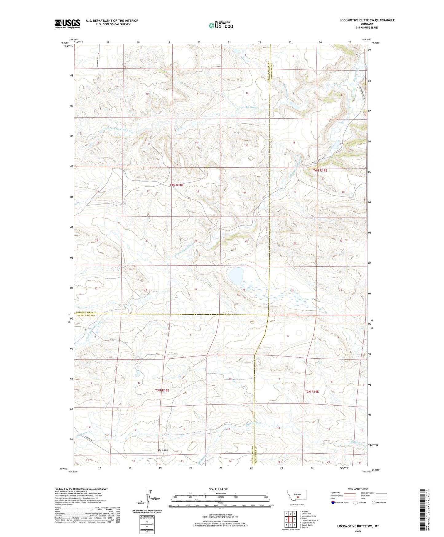 Locomotive Butte SW Montana US Topo Map Image