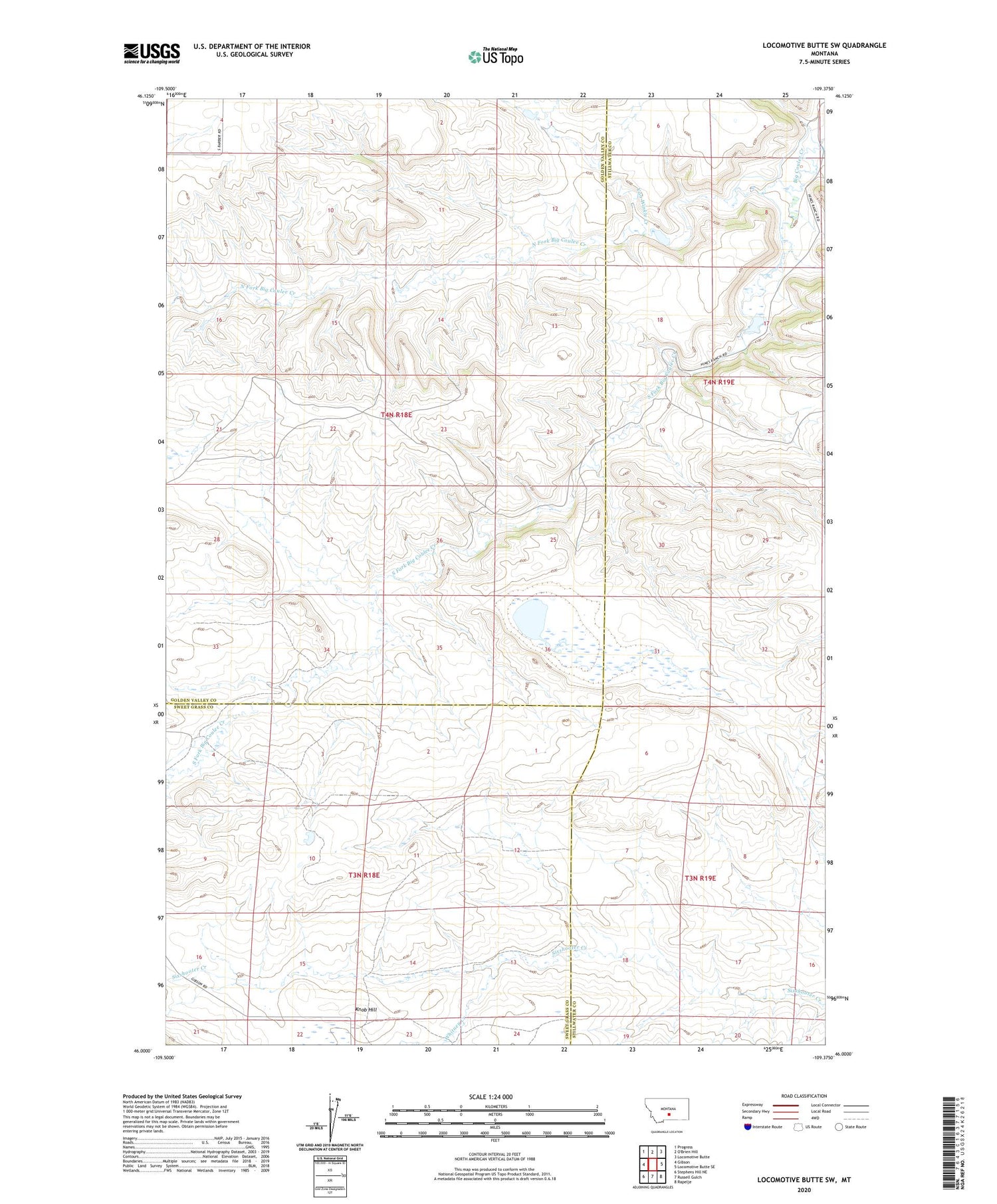 Locomotive Butte SW Montana US Topo Map Image