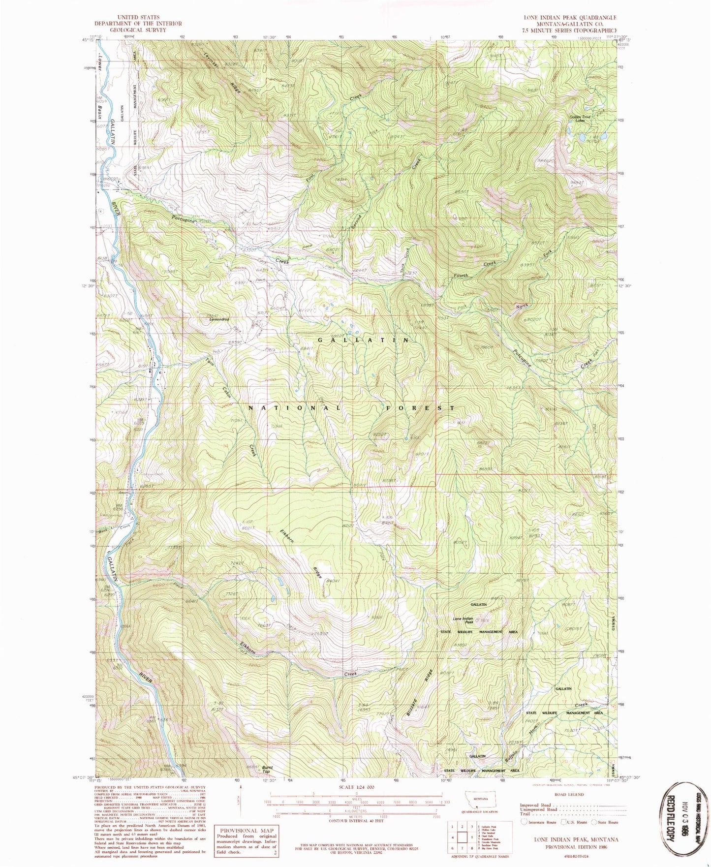 Classic USGS Lone Indian Peak Montana 7.5'x7.5' Topo Map Image