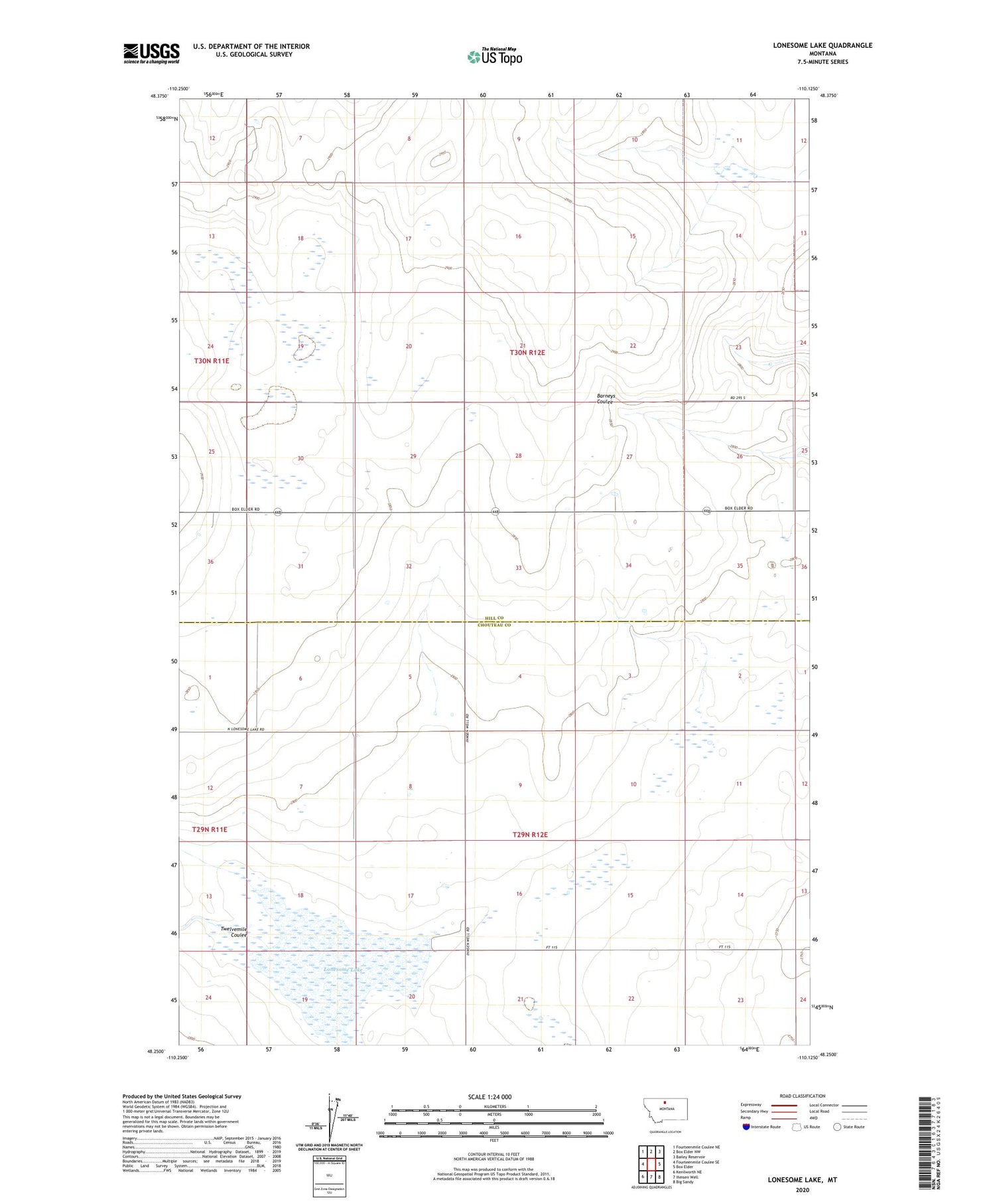 Lonesome Lake Montana US Topo Map Image