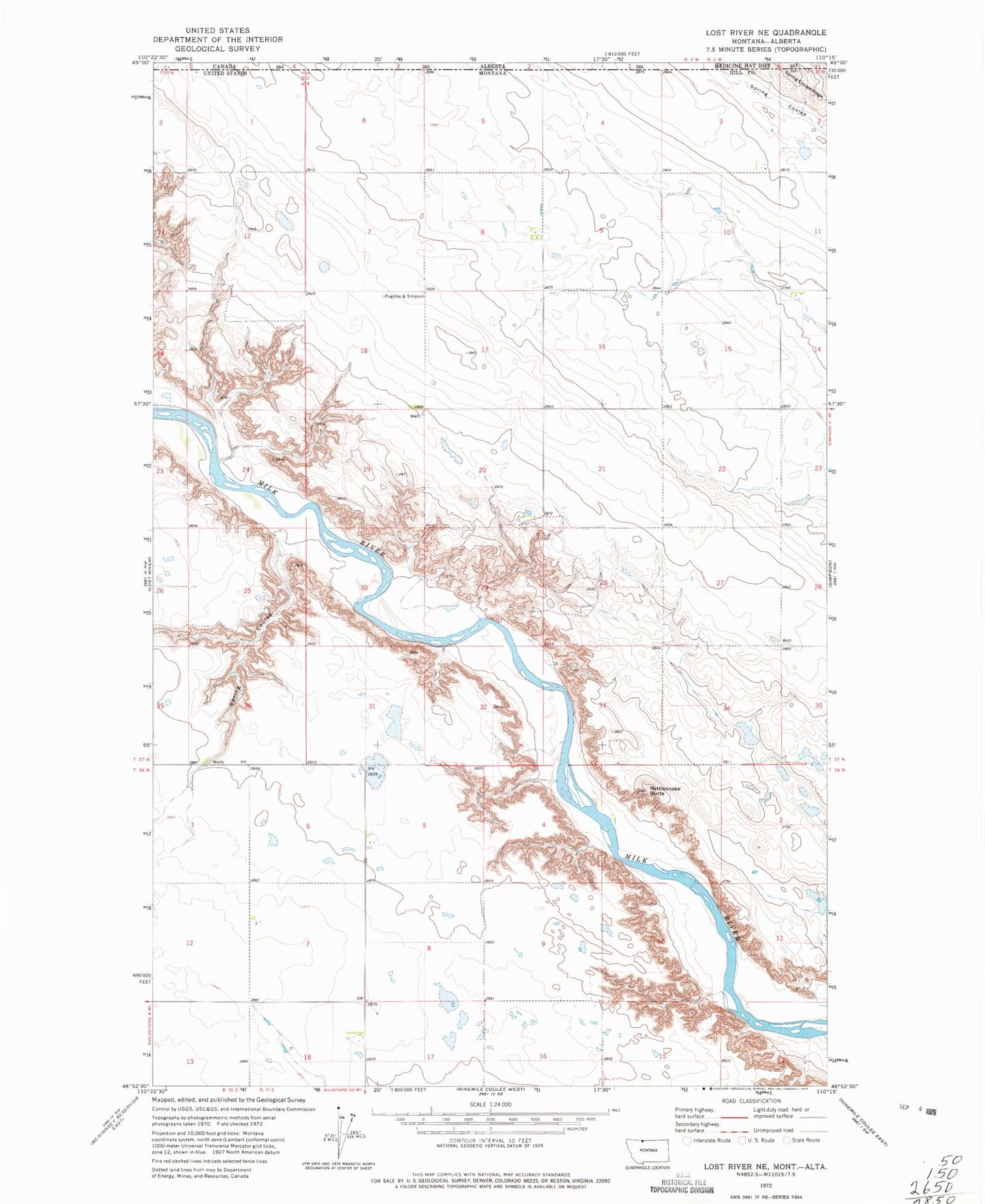 Classic USGS Lost River NE Montana 7.5'x7.5' Topo Map Image