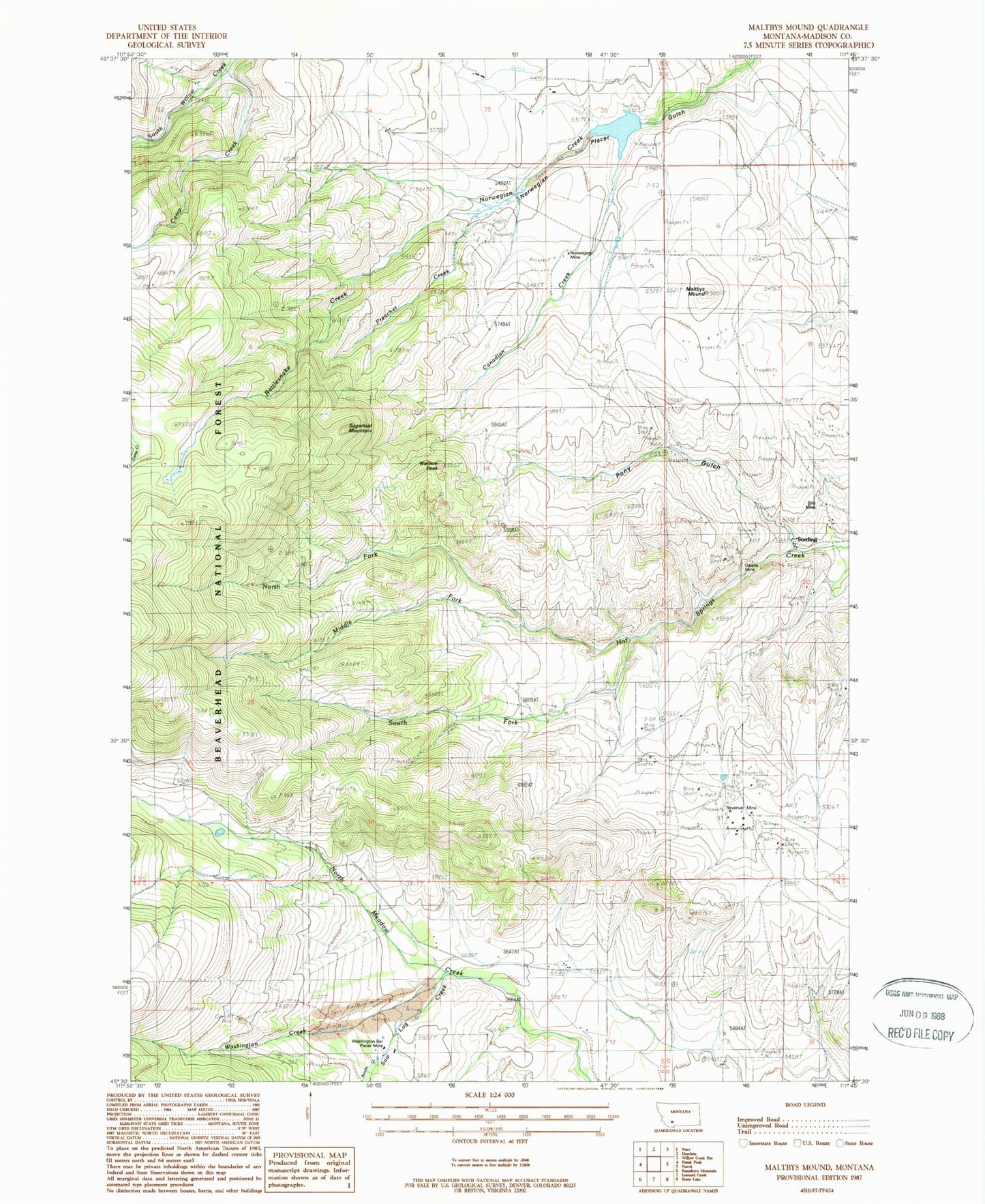 Classic USGS Maltbys Mound Montana 7.5'x7.5' Topo Map Image