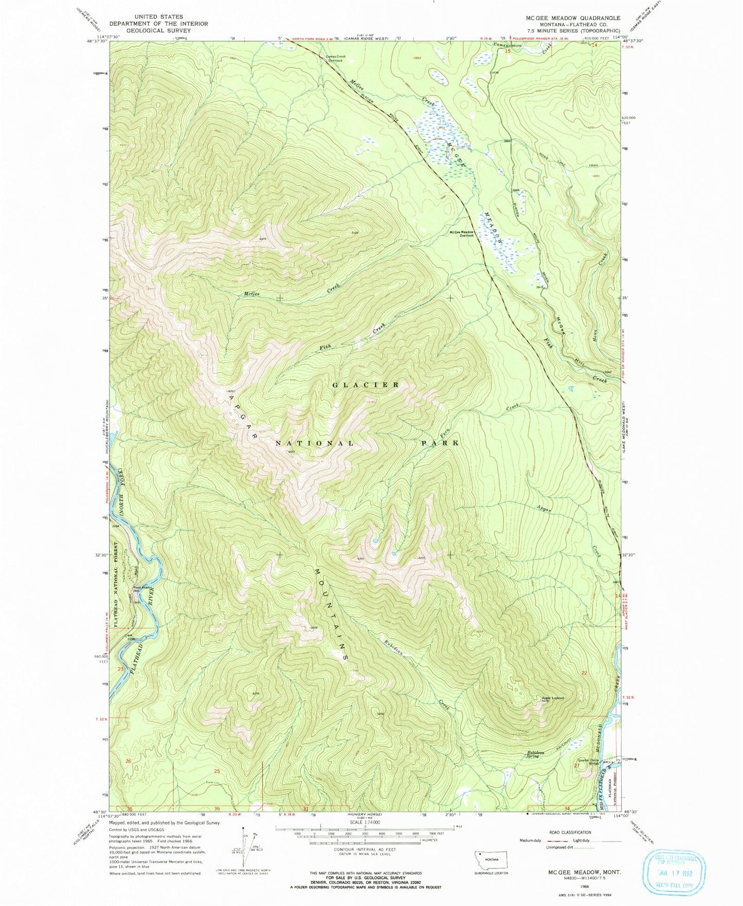 Classic USGS McGee Meadow Montana 7.5'x7.5' Topo Map Image