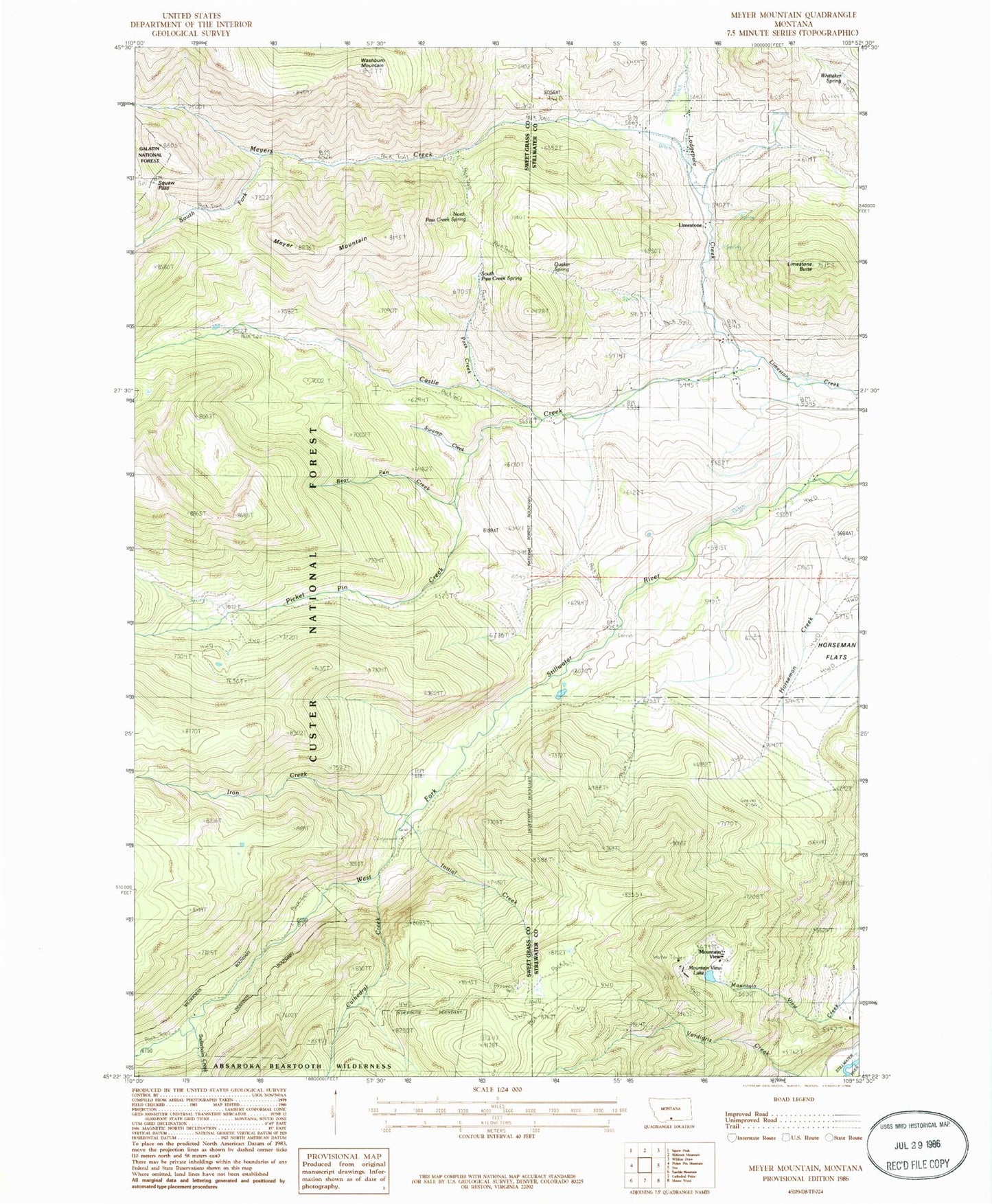 Classic USGS Meyer Mountain Montana 7.5'x7.5' Topo Map Image