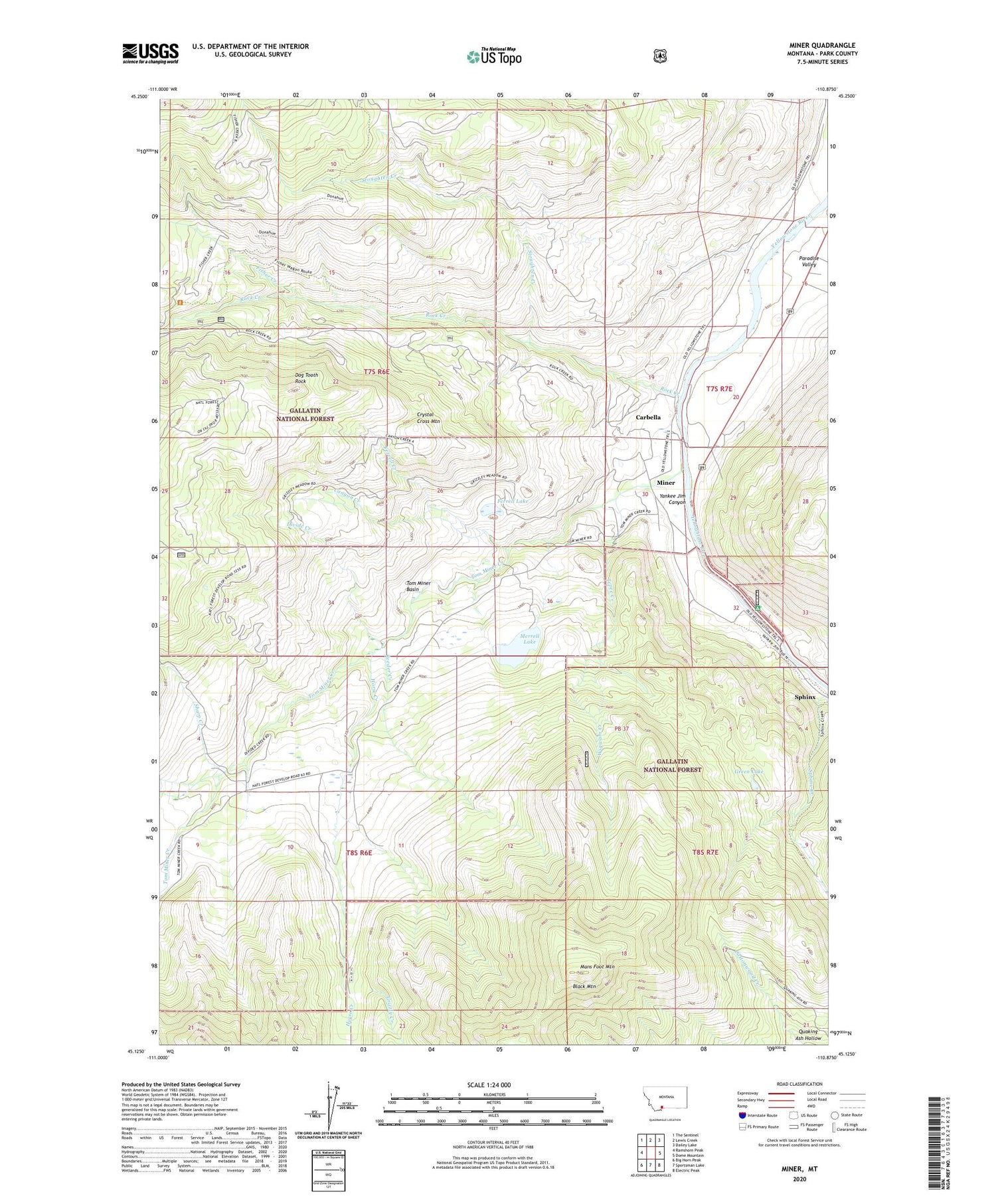 Miner Montana US Topo Map Image