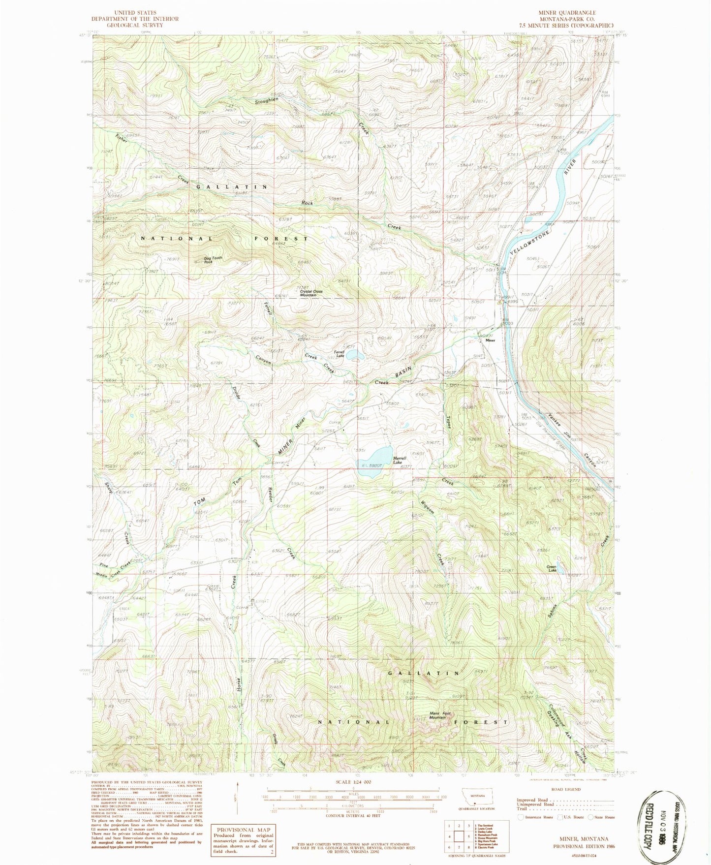 Classic USGS Miner Montana 7.5'x7.5' Topo Map Image