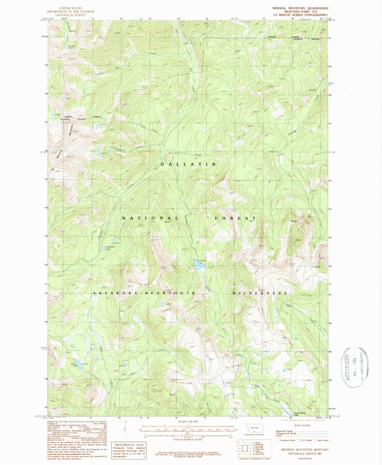 Classic USGS Mineral Mountain Montana 7.5'x7.5' Topo Map Image