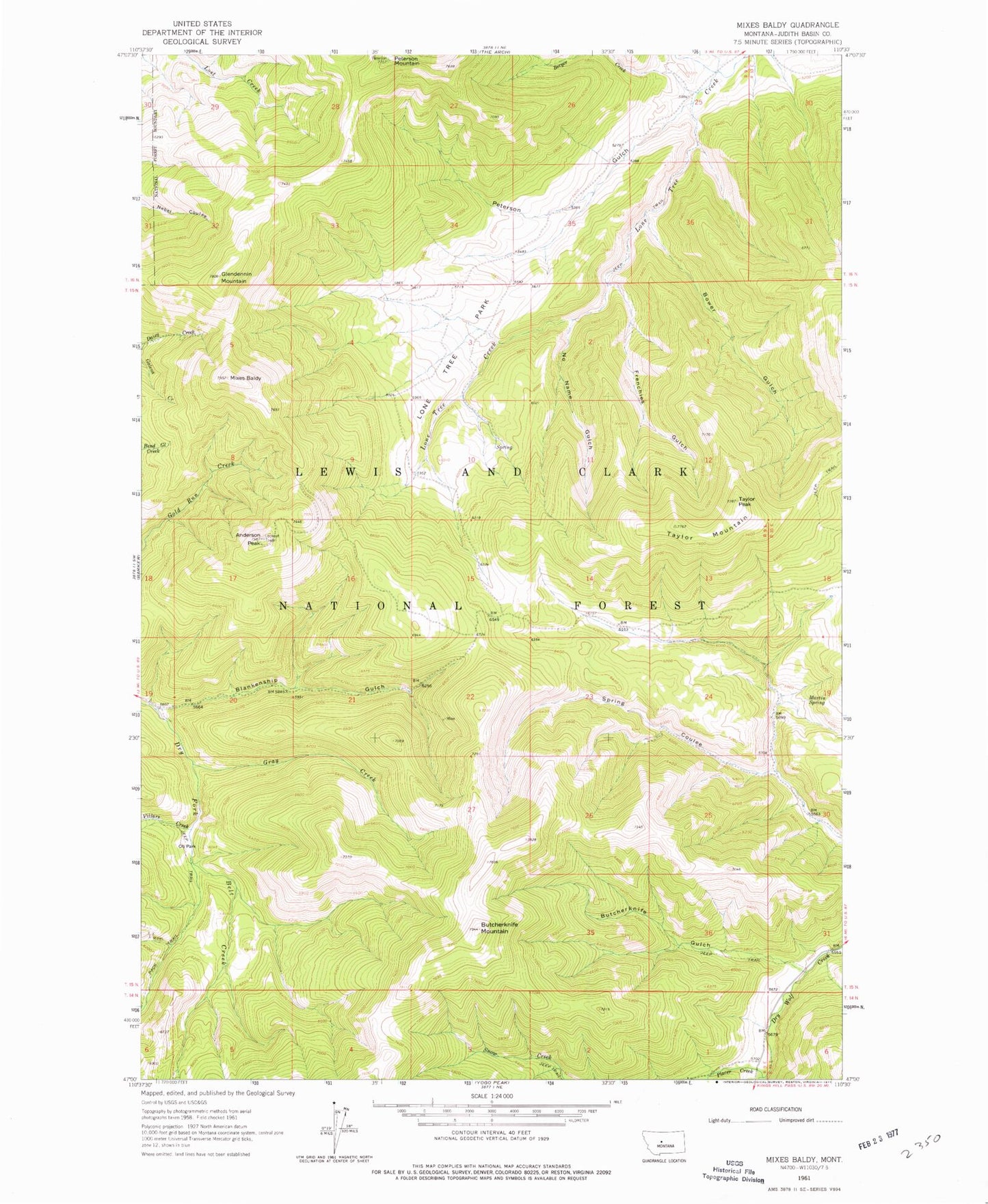 Classic USGS Mixes Baldy Montana 7.5'x7.5' Topo Map Image