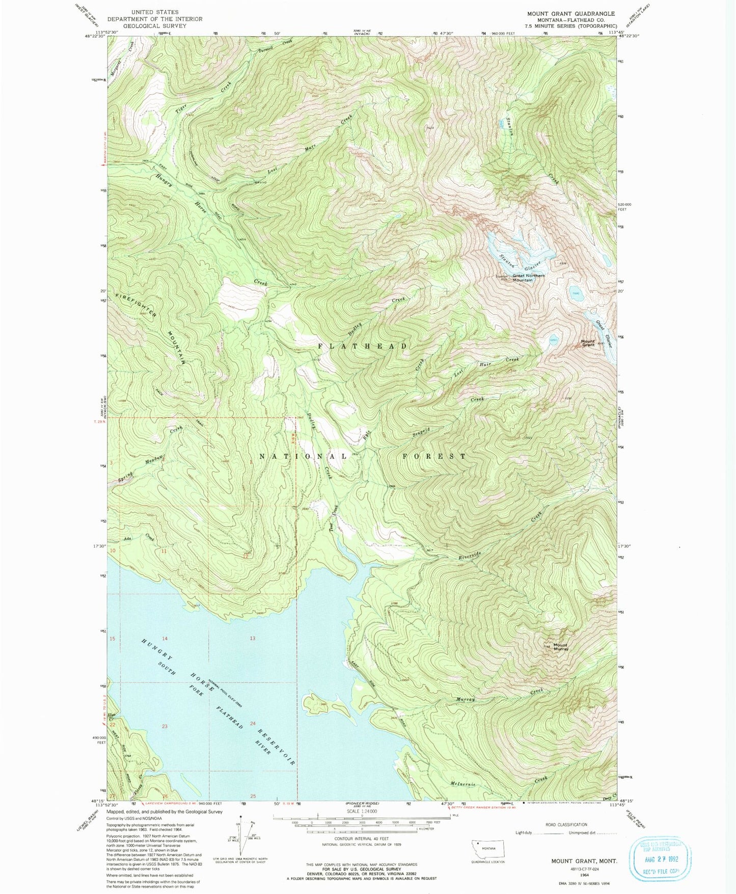 Classic USGS Mount Grant Montana 7.5'x7.5' Topo Map Image