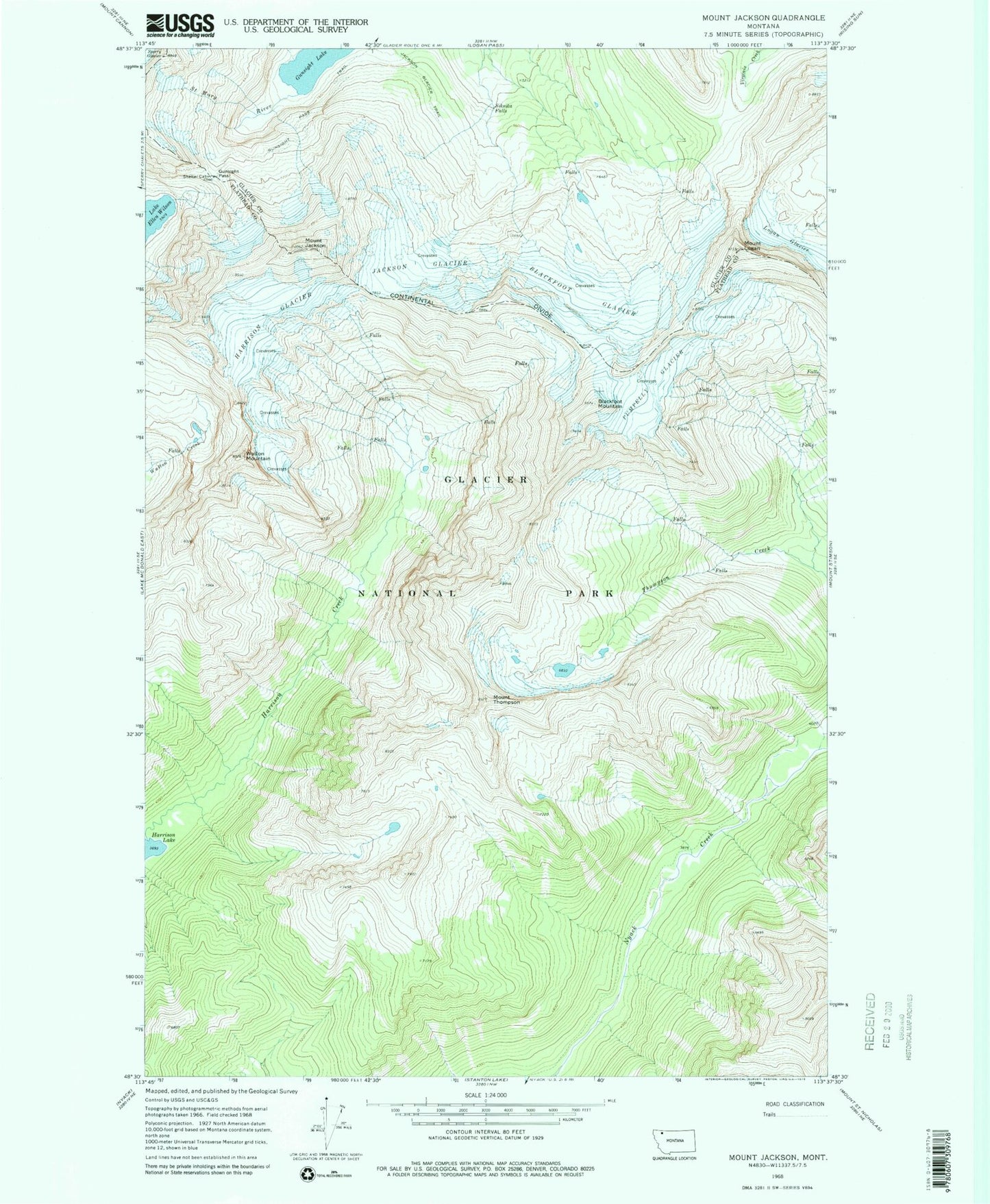 Classic USGS Mount Jackson Montana 7.5'x7.5' Topo Map Image