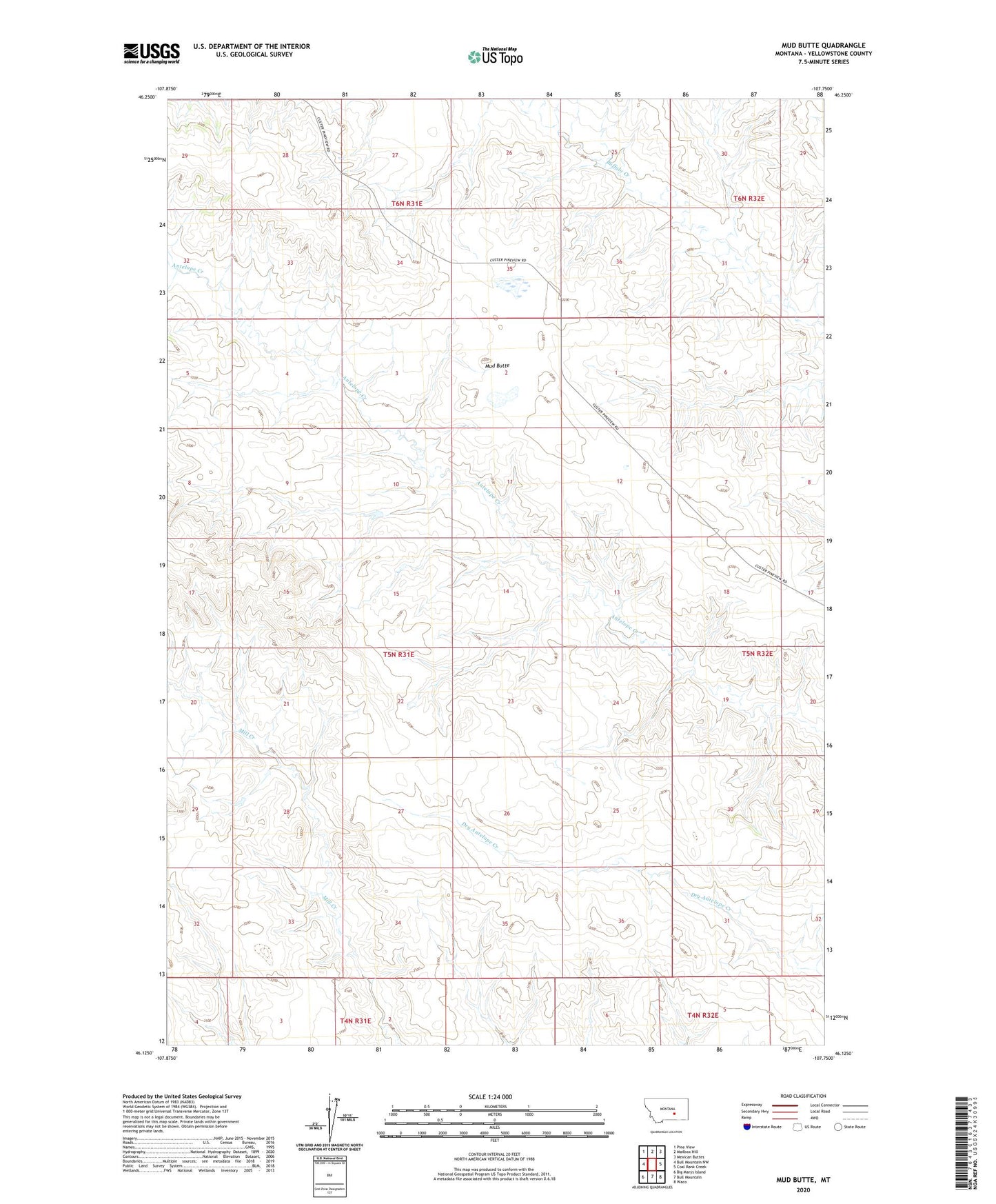 Mud Butte Montana US Topo Map Image