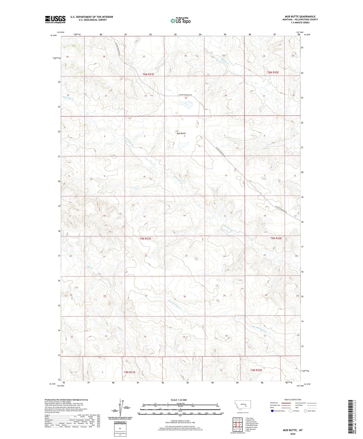 Mud Butte Montana US Topo Map Image