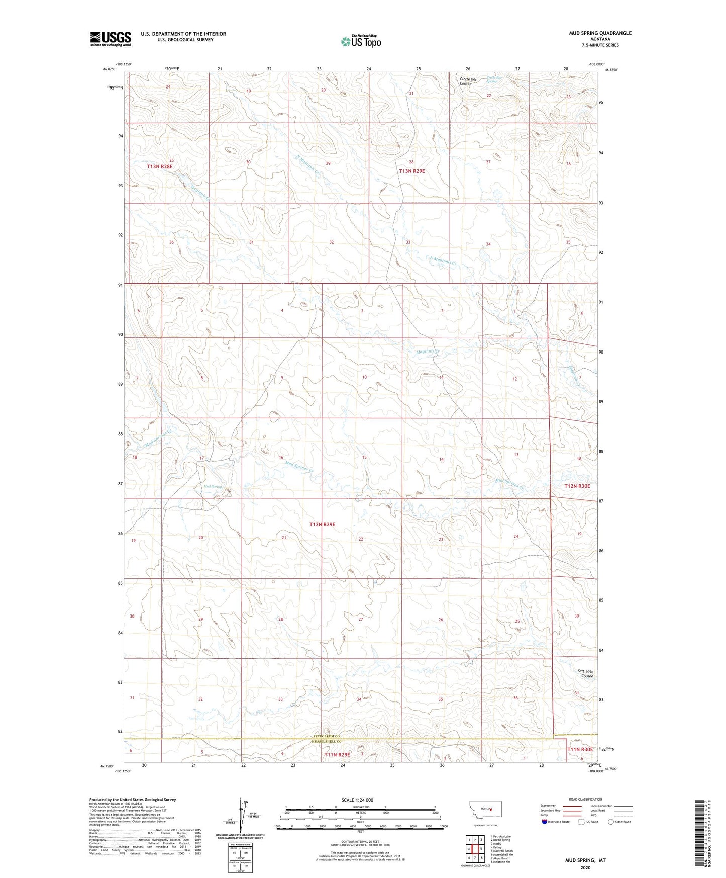 Mud Spring Montana US Topo Map Image