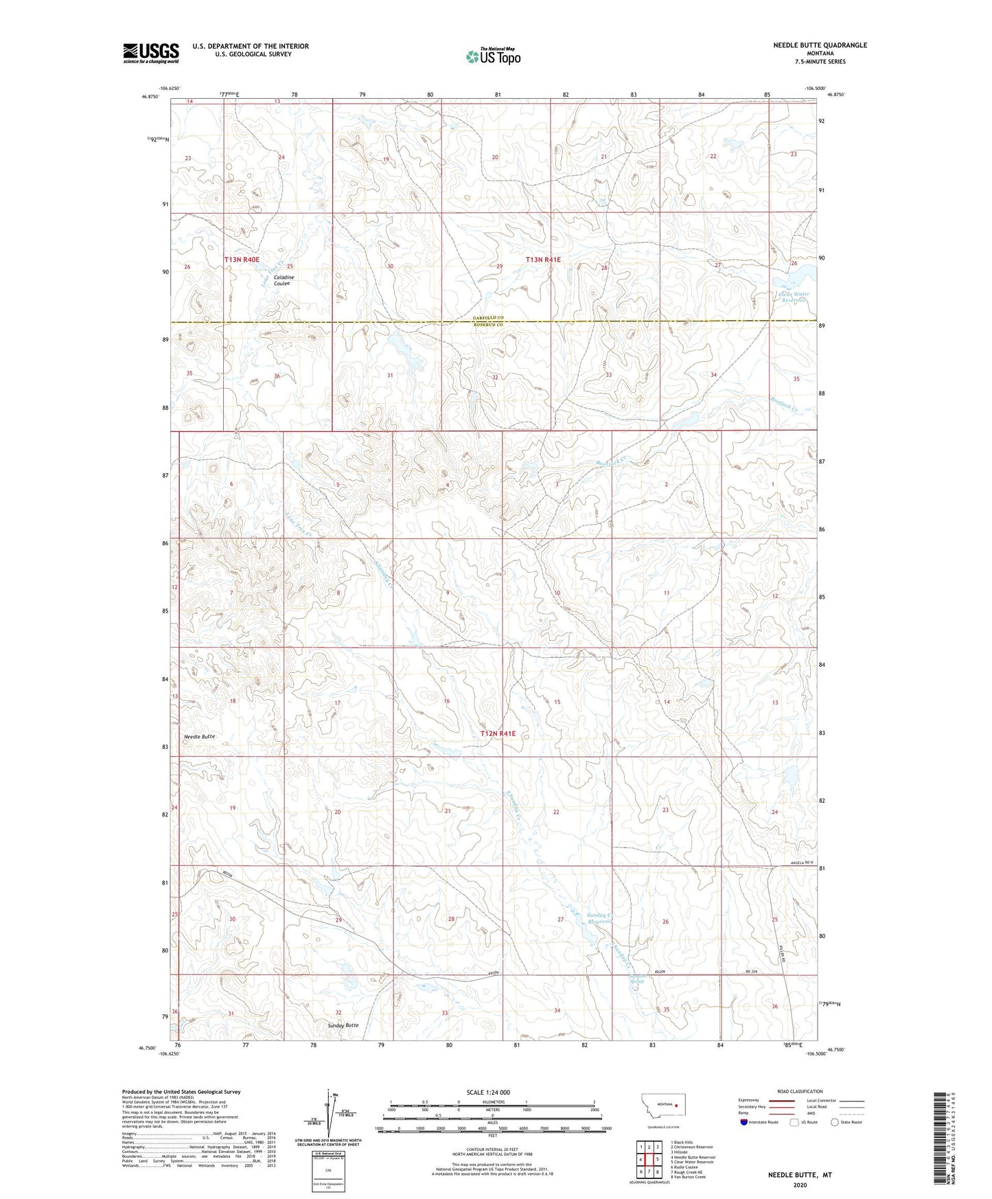 Needle Butte Montana US Topo Map Image