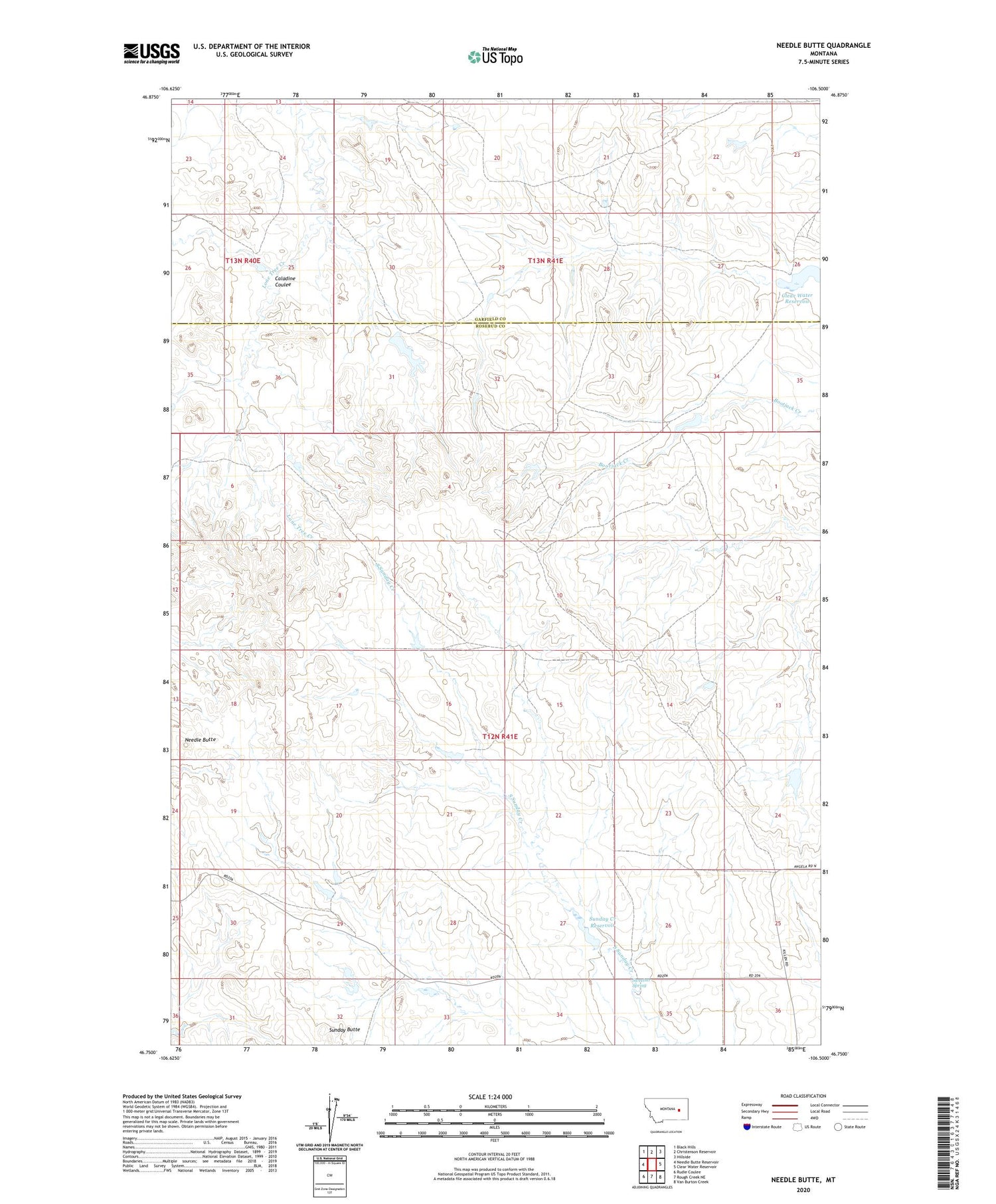Needle Butte Montana US Topo Map Image