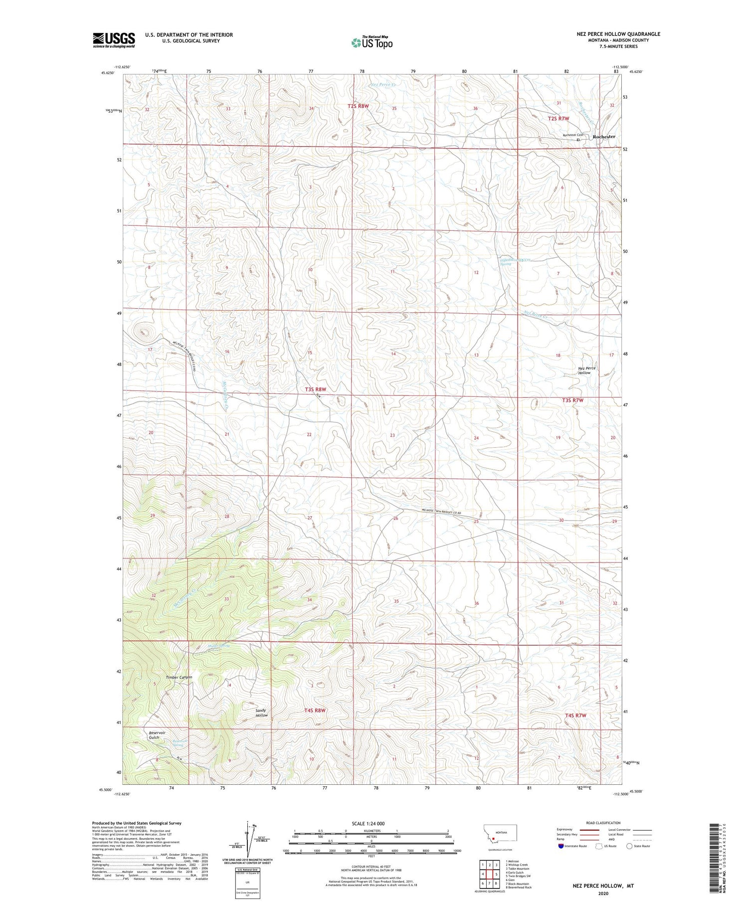 Nez Perce Hollow Montana US Topo Map Image