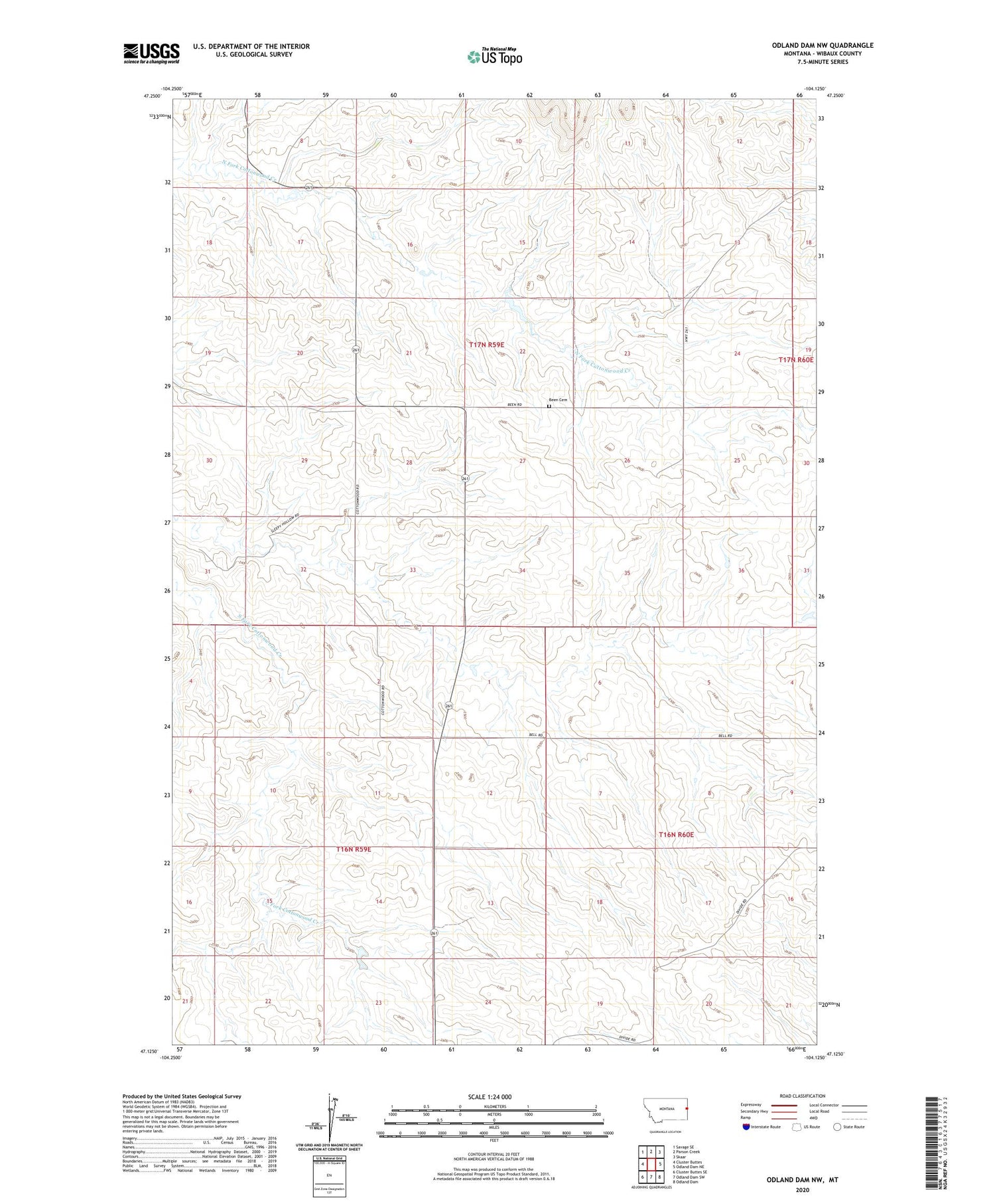 Odland Dam NW Montana US Topo Map Image
