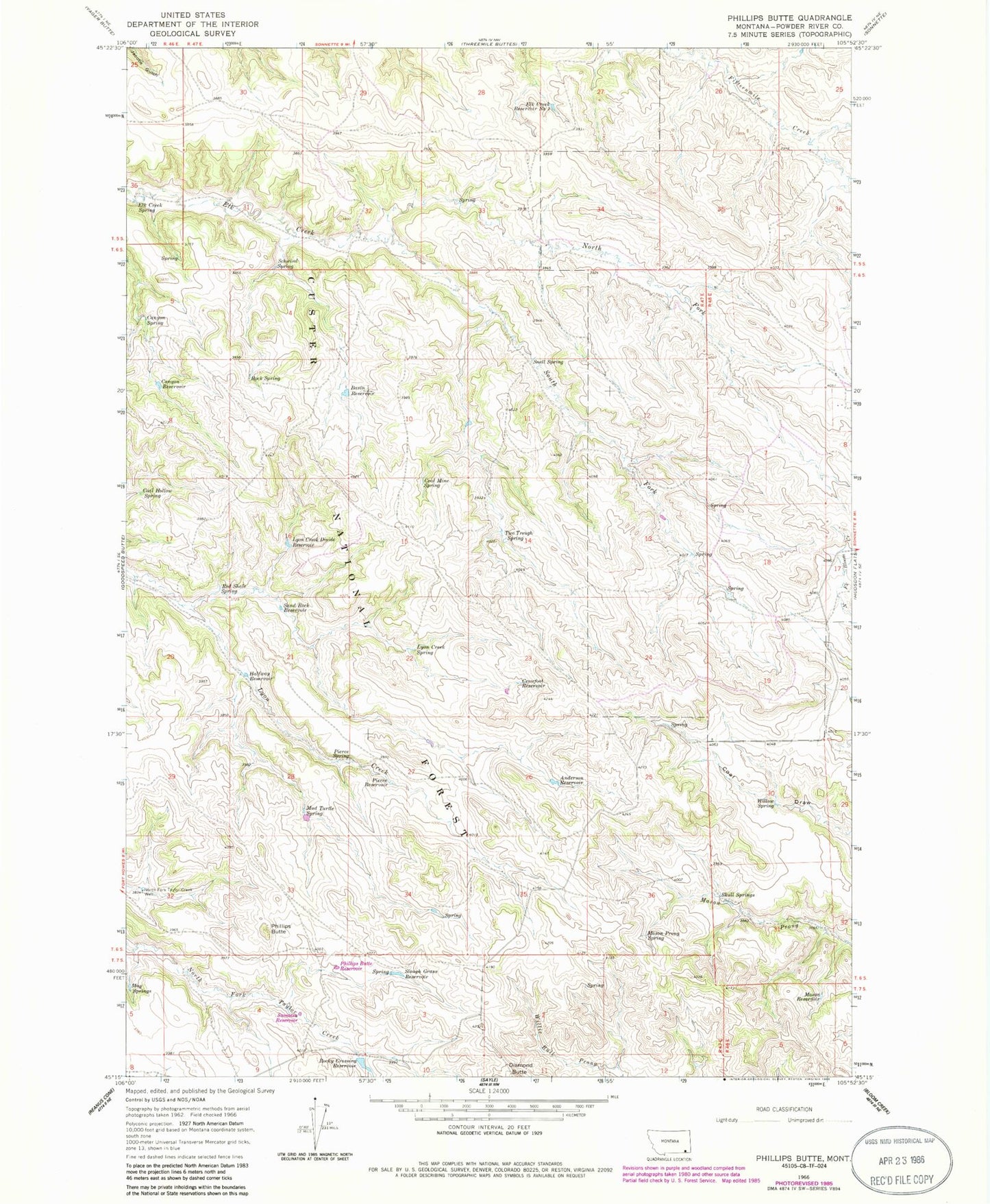 Classic USGS Phillips Butte Montana 7.5'x7.5' Topo Map Image