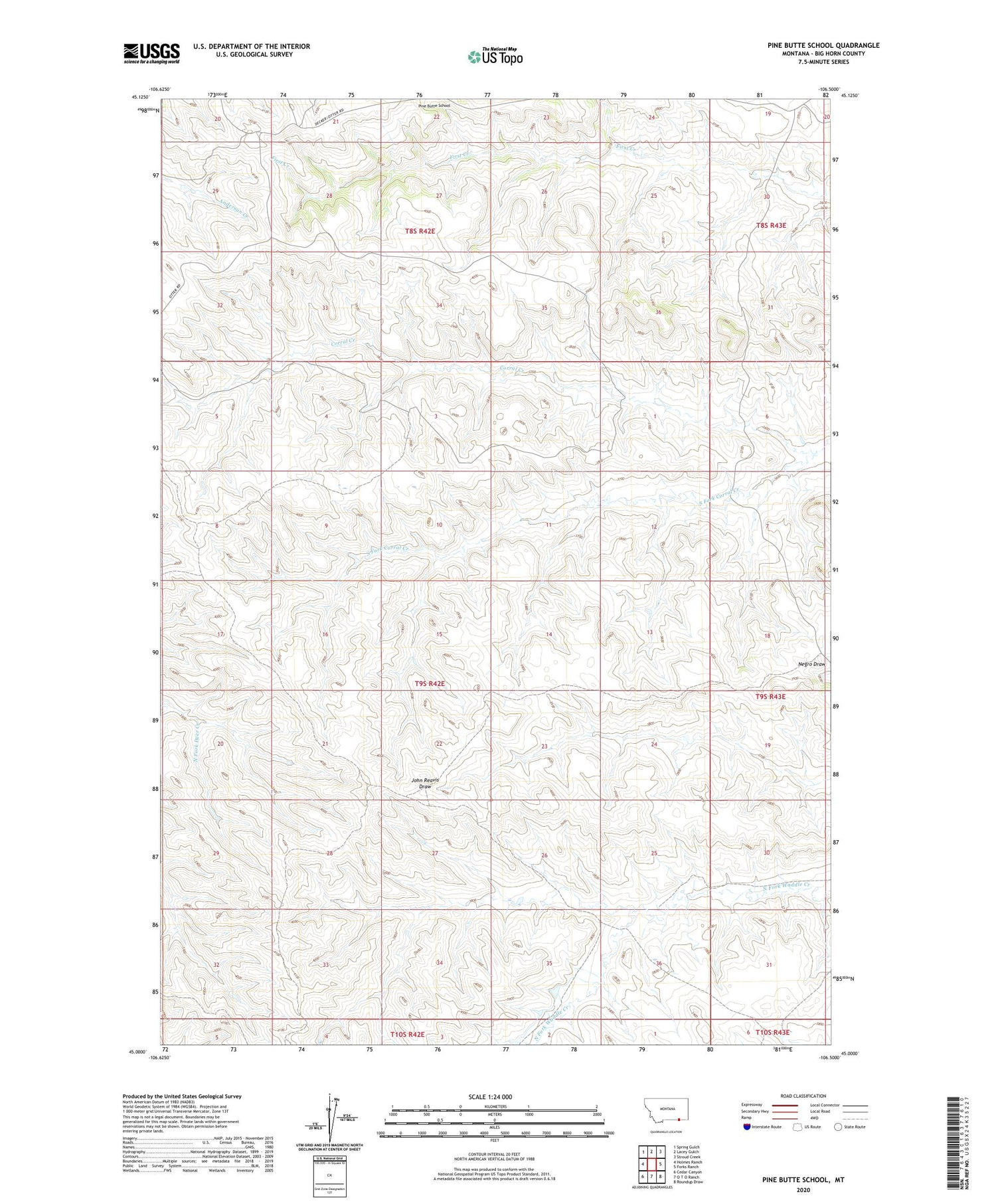 Pine Butte School Montana US Topo Map Image