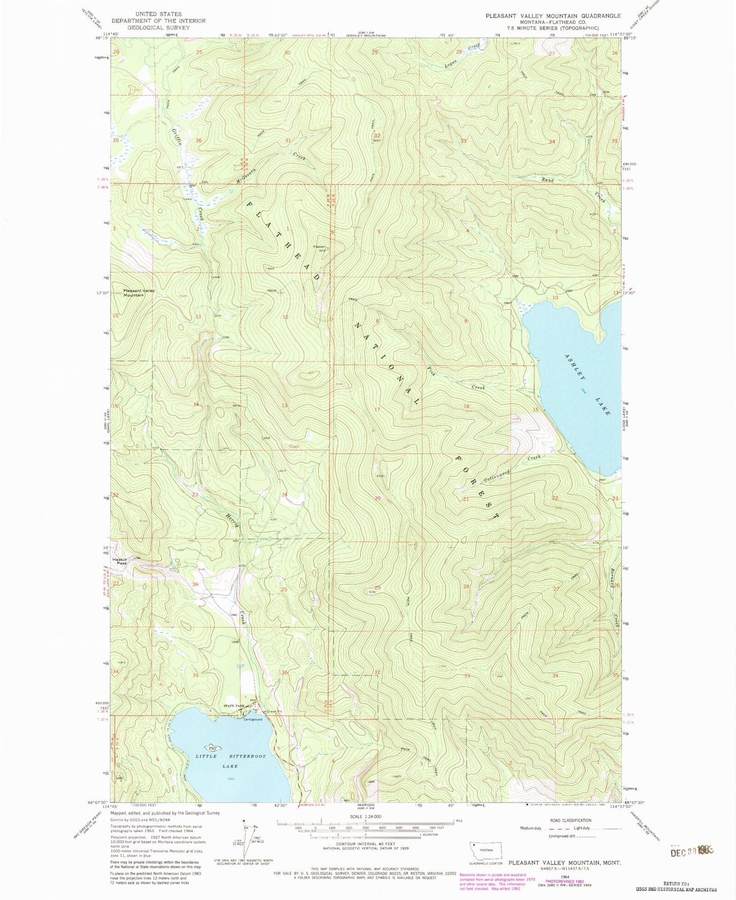 Classic USGS Pleasant Valley Mountain Montana 7.5'x7.5' Topo Map Image