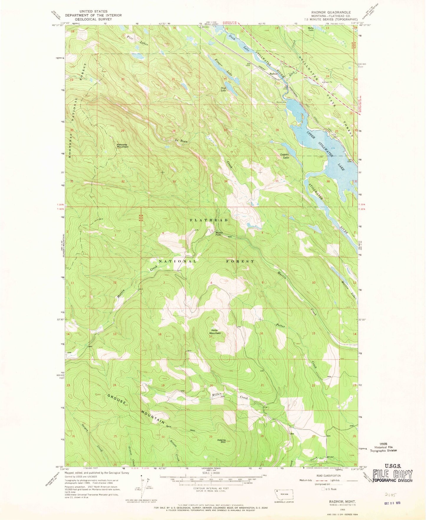 Classic USGS Radnor Montana 7.5'x7.5' Topo Map Image