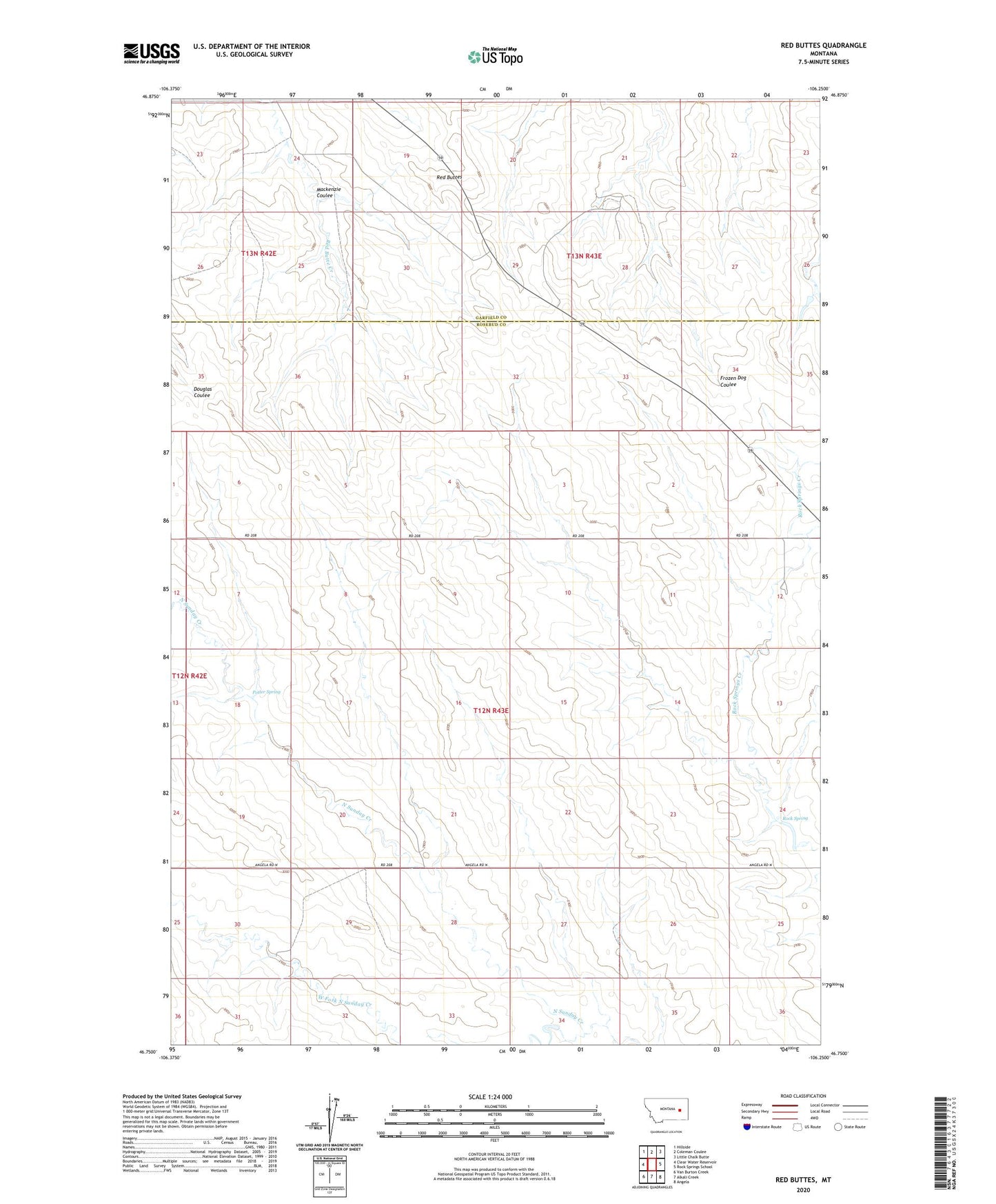 Red Buttes Montana US Topo Map Image