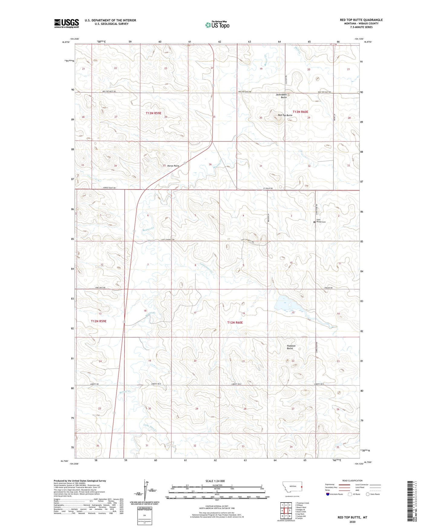 Red Top Butte Montana US Topo Map Image