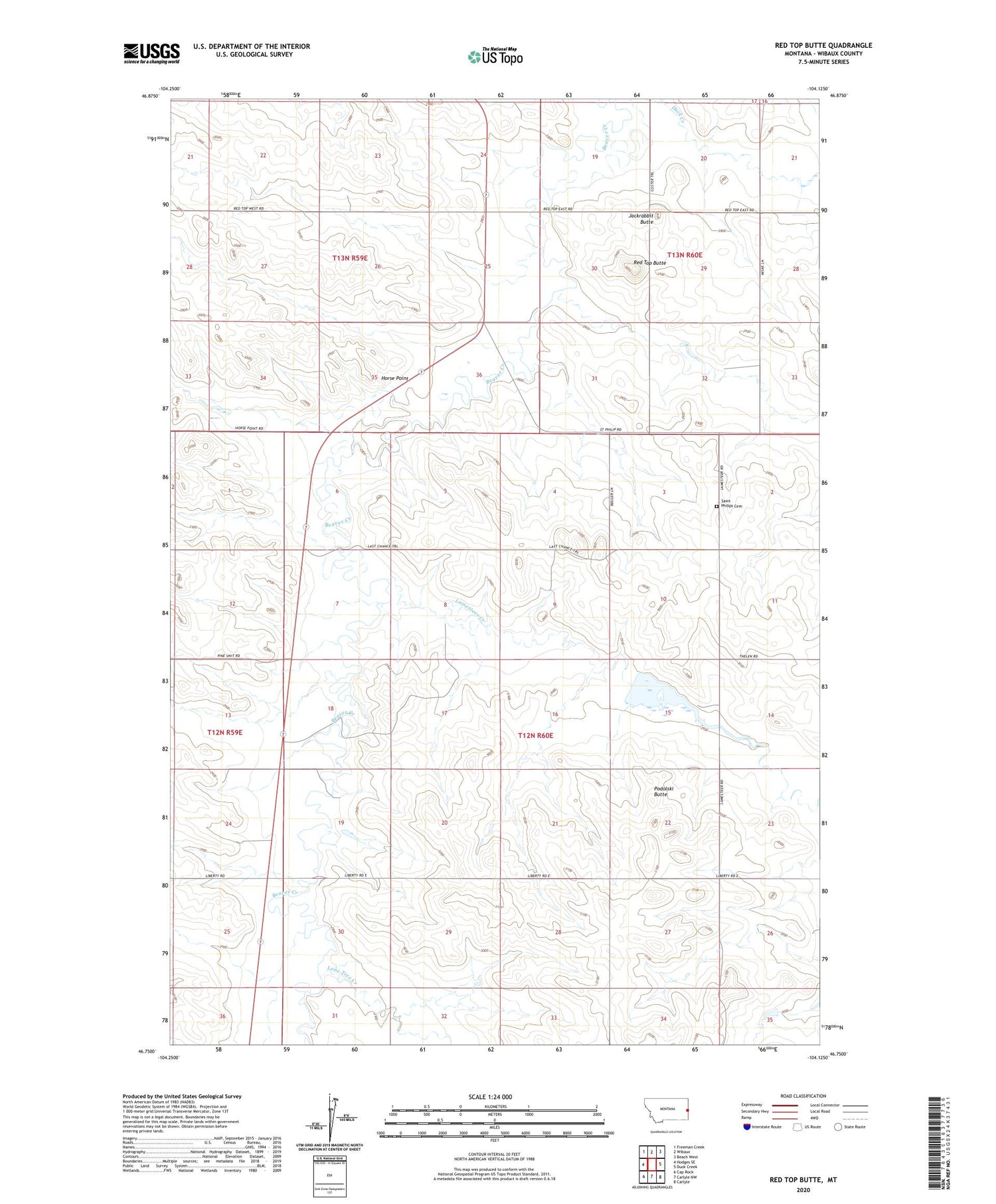 Red Top Butte Montana US Topo Map Image
