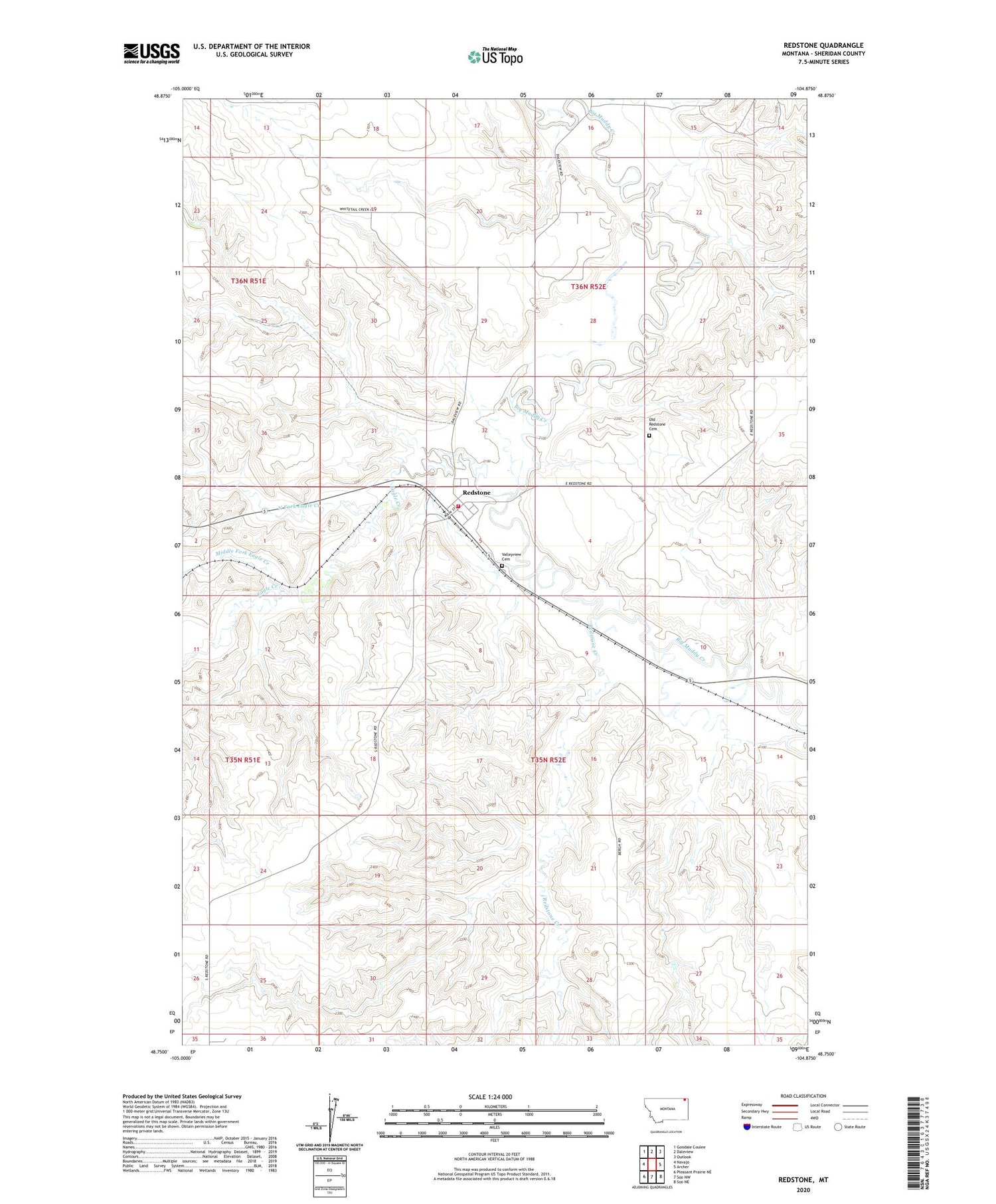 Redstone Montana US Topo Map Image