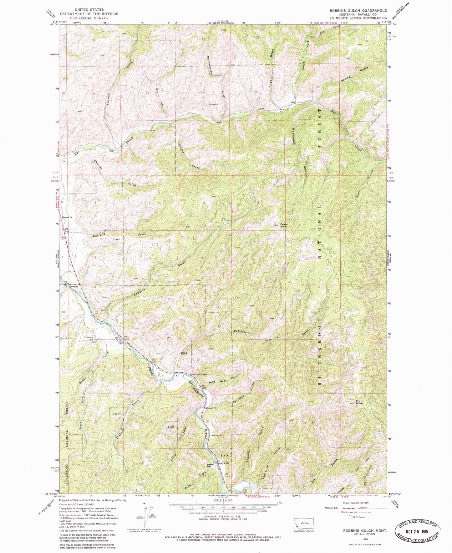 Classic USGS Robbins Gulch Montana 7.5'x7.5' Topo Map Image