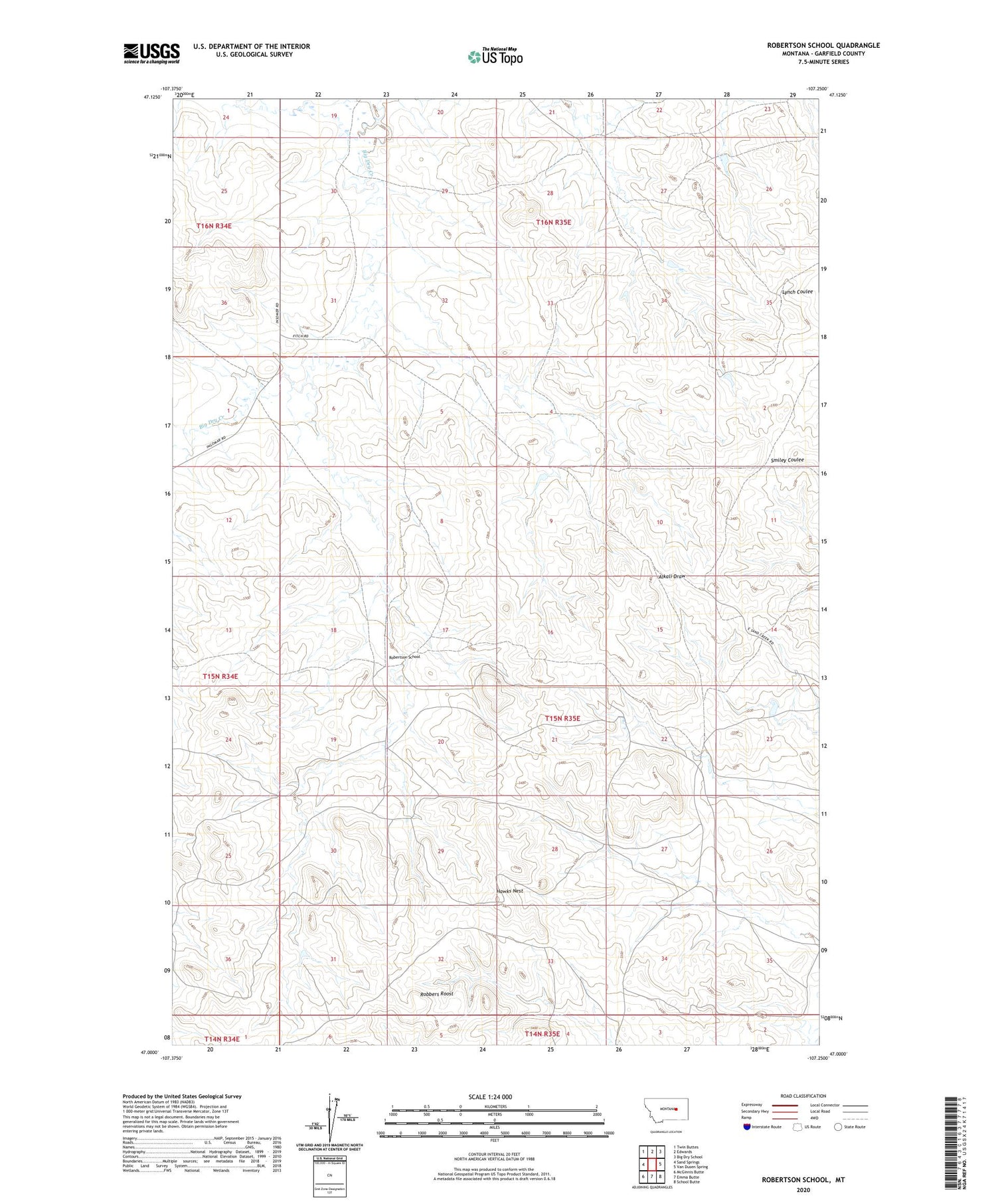 Robertson School Montana US Topo Map Image