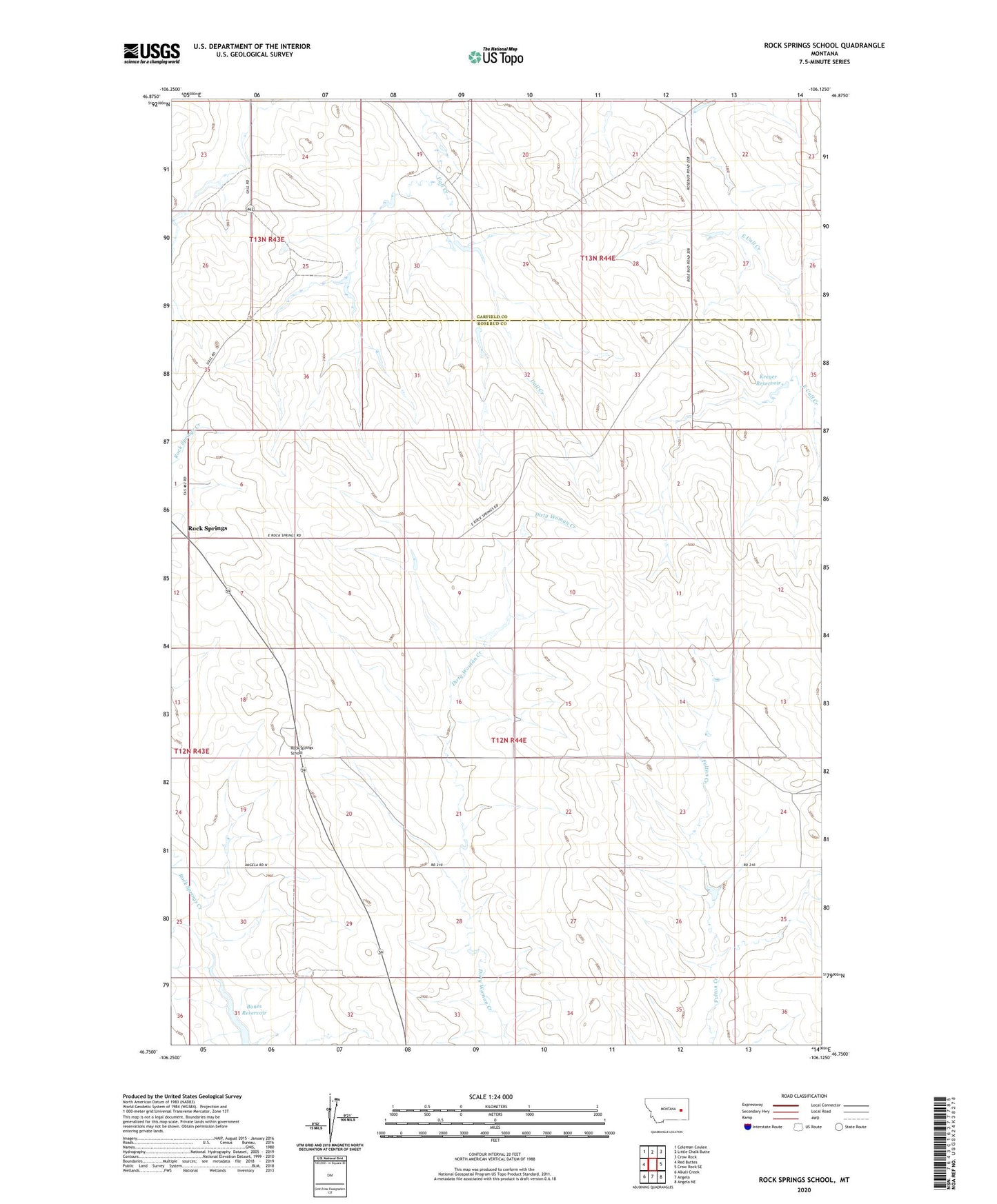 Rock Springs School Montana US Topo Map Image