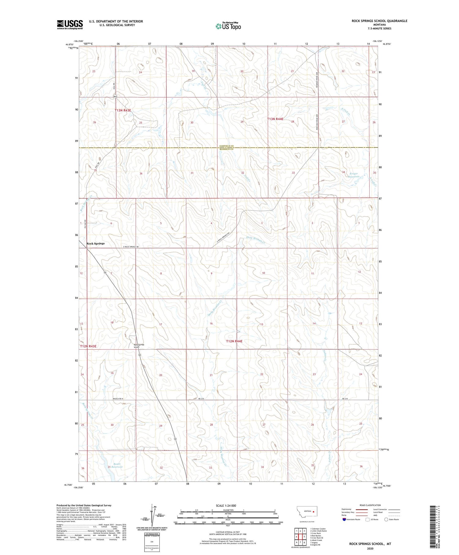 Rock Springs School Montana US Topo Map Image