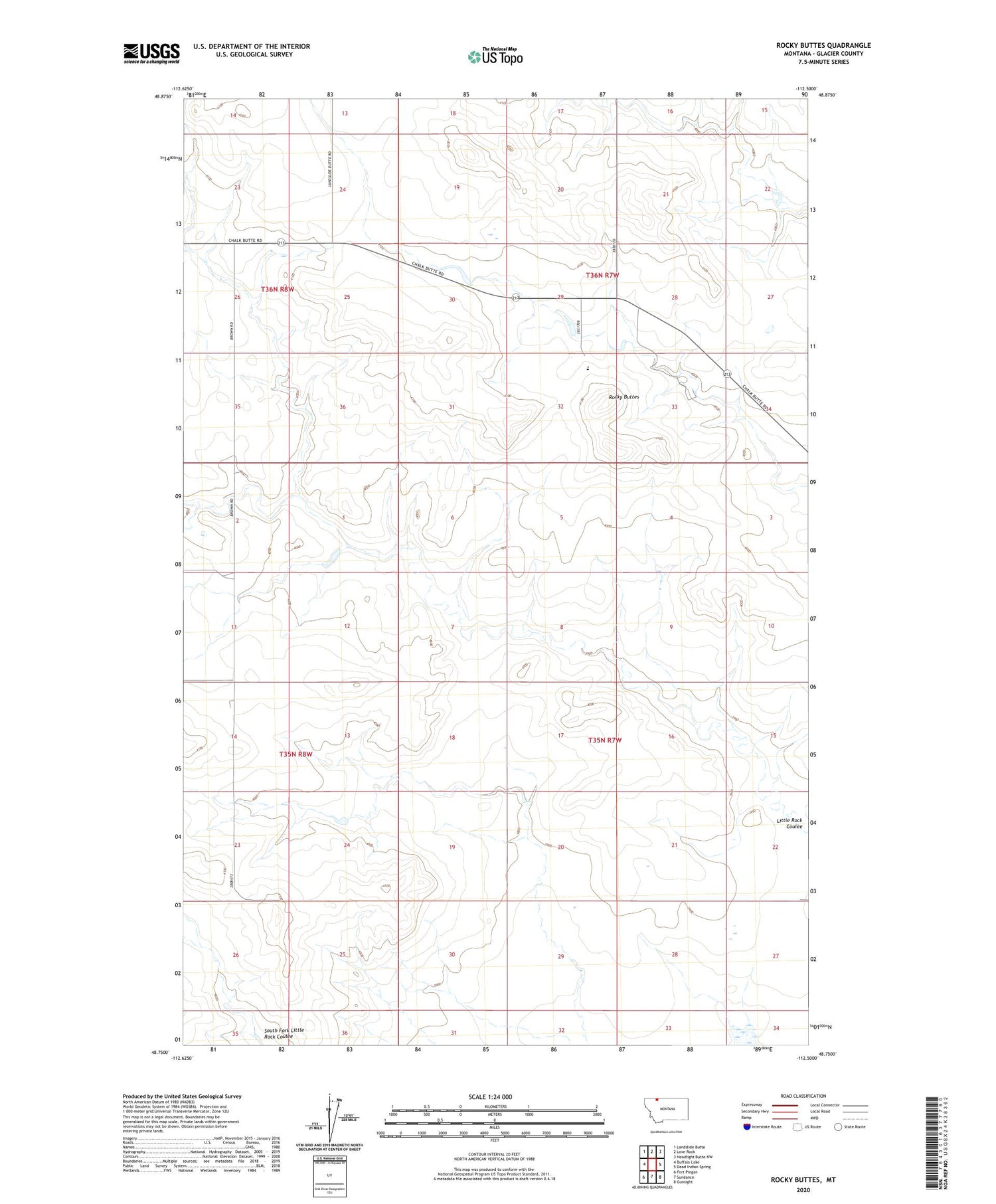 Rocky Buttes Montana US Topo Map Image