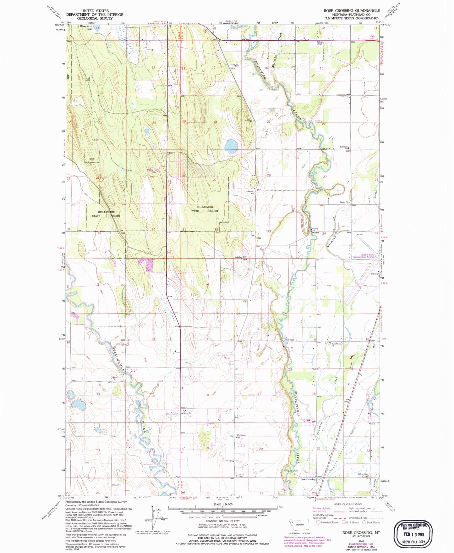 Classic USGS Rose Crossing Montana 7.5'x7.5' Topo Map Image