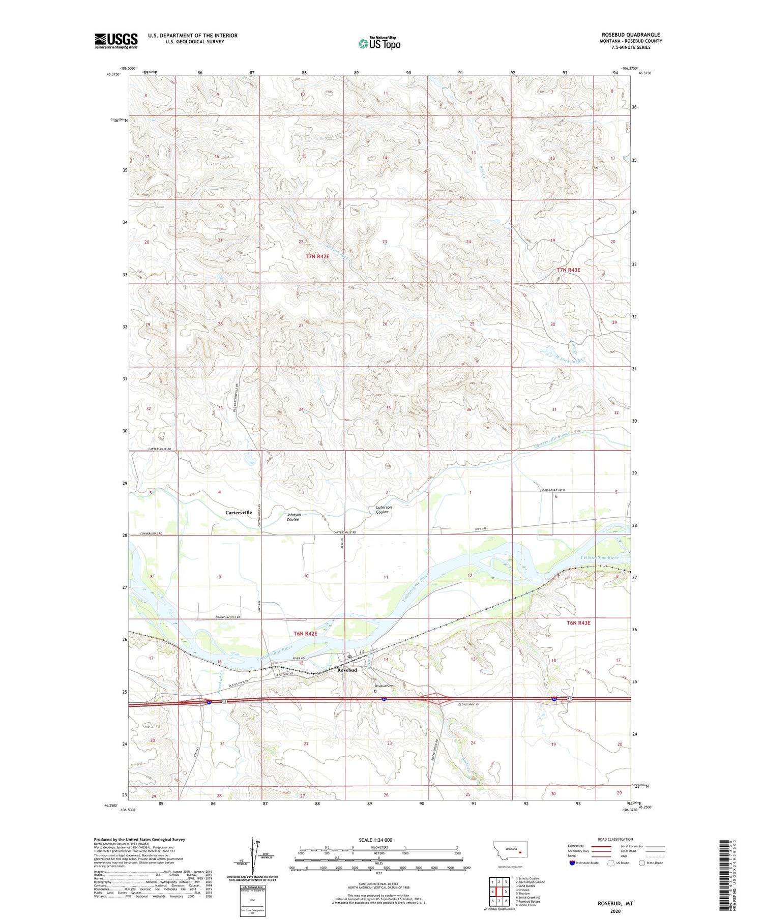 Rosebud Montana US Topo Map Image