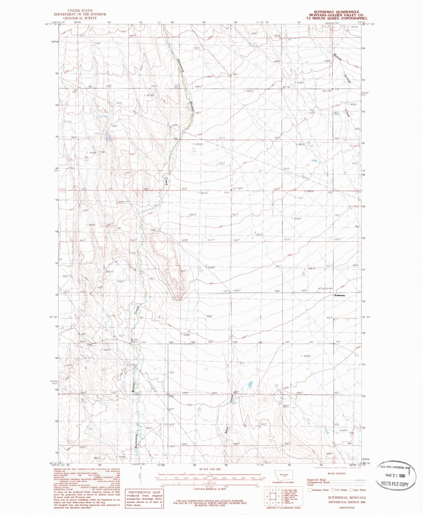 Classic USGS Rothiemay Montana 7.5'x7.5' Topo Map Image