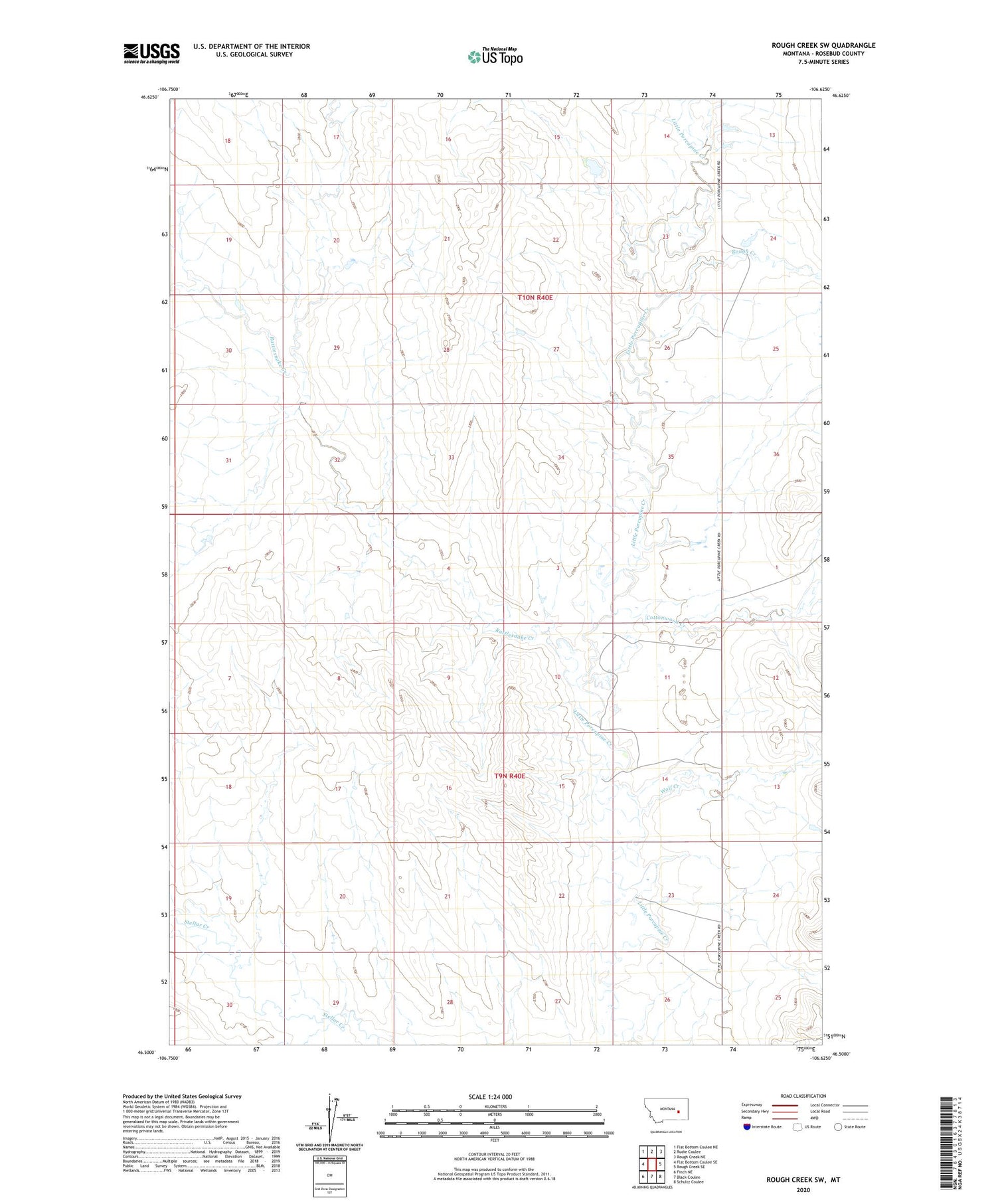 Rough Creek SW Montana US Topo Map Image