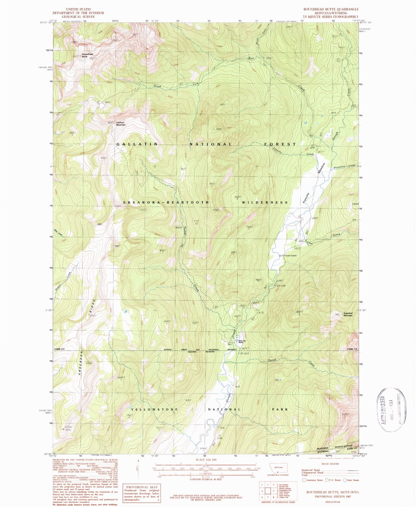 Classic USGS Roundhead Butte Montana 7.5'x7.5' Topo Map Image