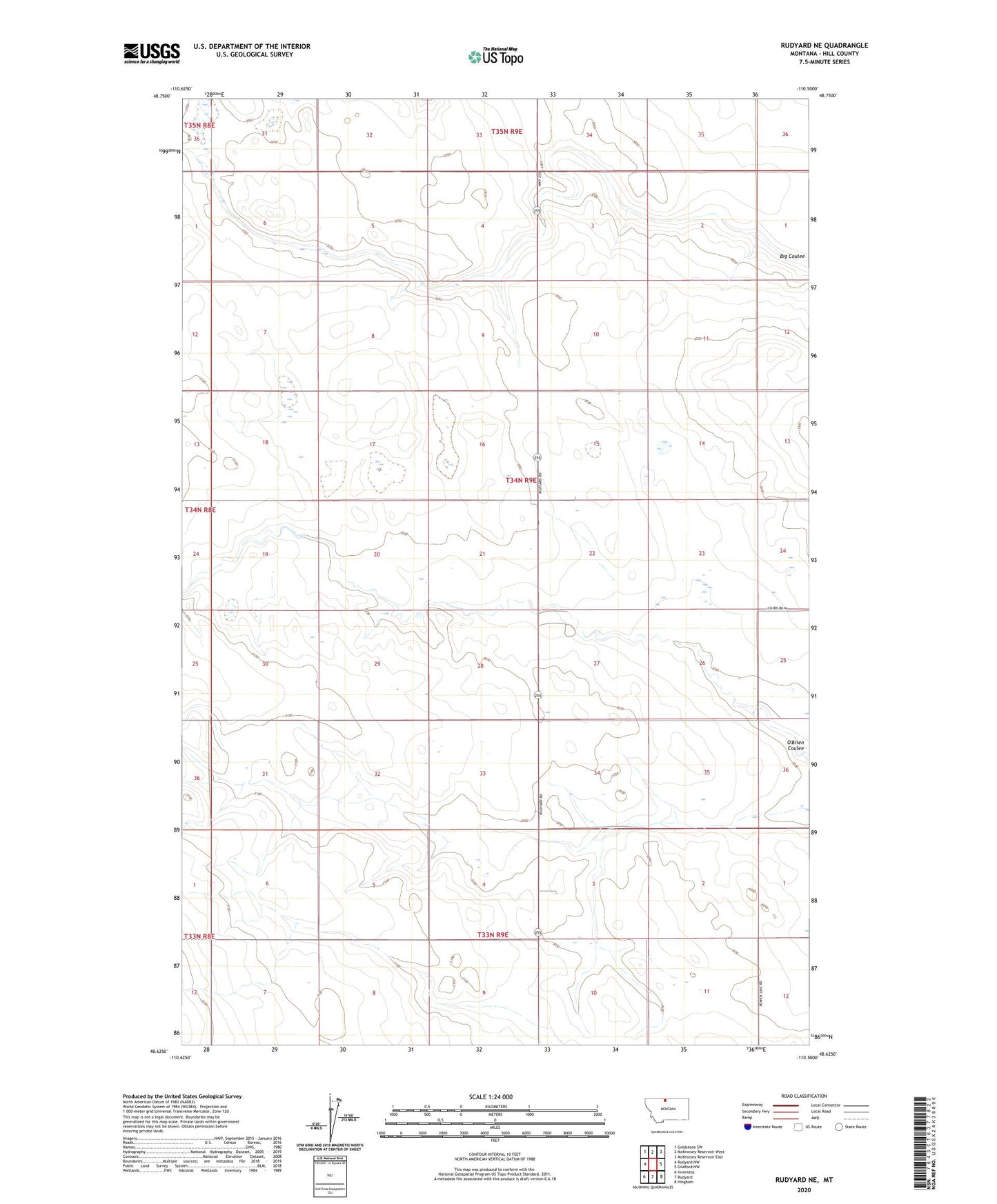 Rudyard NE Montana US Topo Map Image