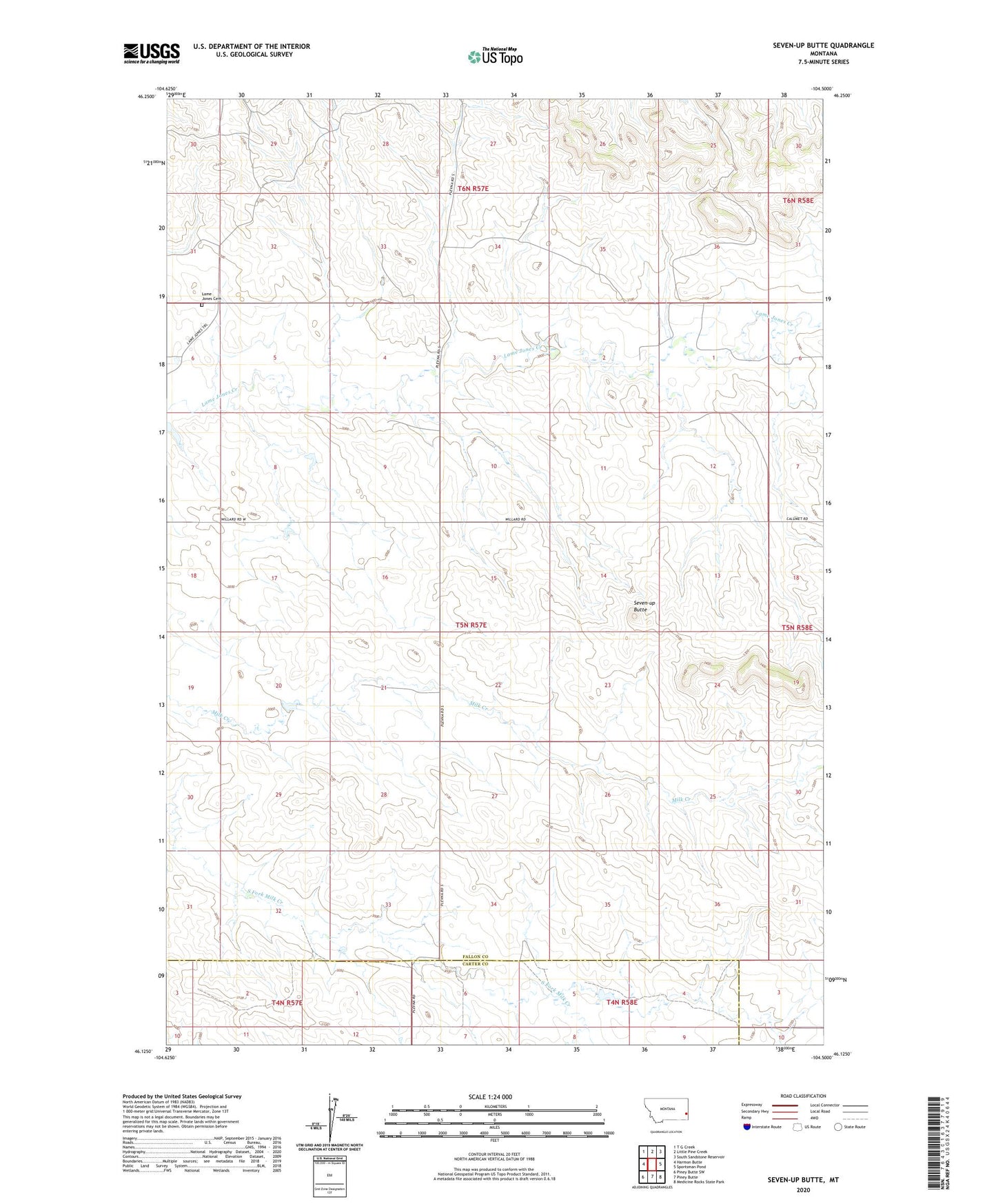 Seven-up Butte Montana US Topo Map Image