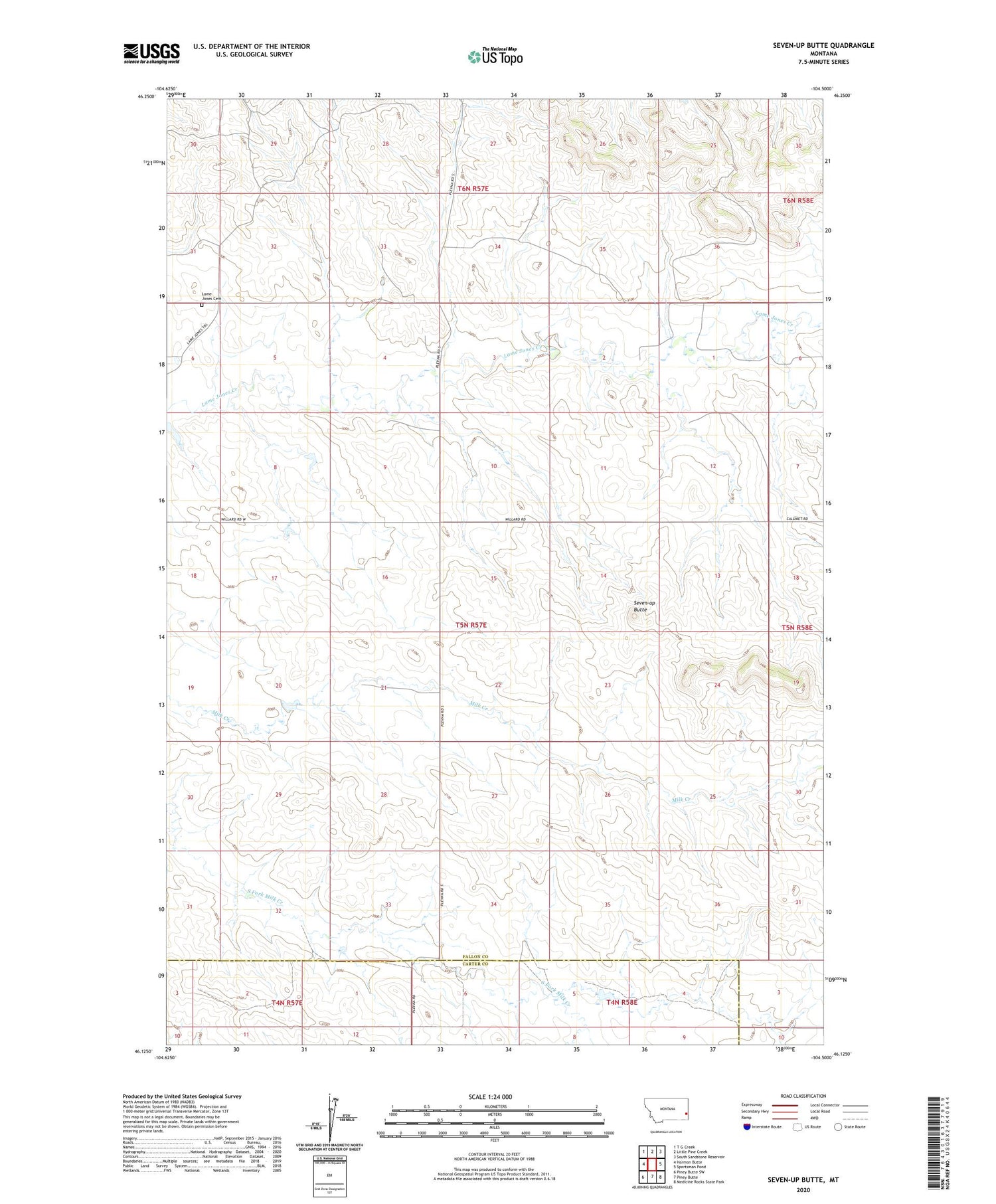 Seven-up Butte Montana US Topo Map Image
