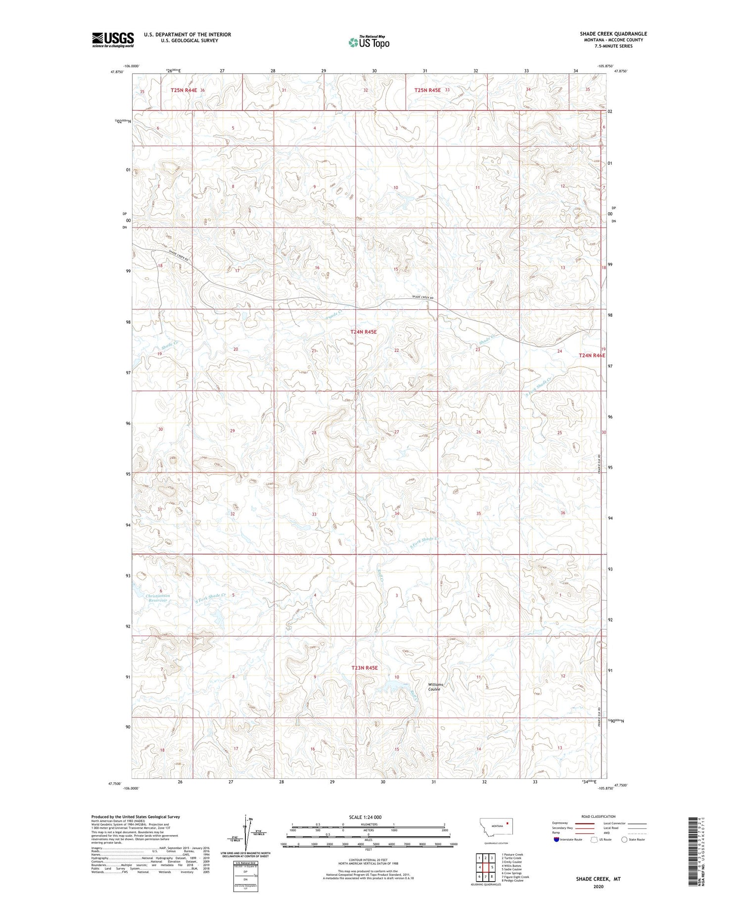 Shade Creek Montana US Topo Map Image