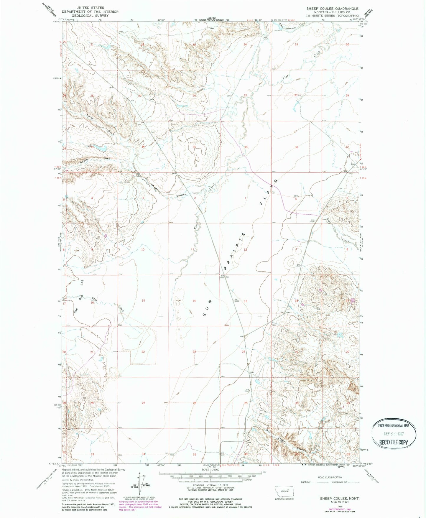 Classic USGS Sheep Coulee Montana 7.5'x7.5' Topo Map Image