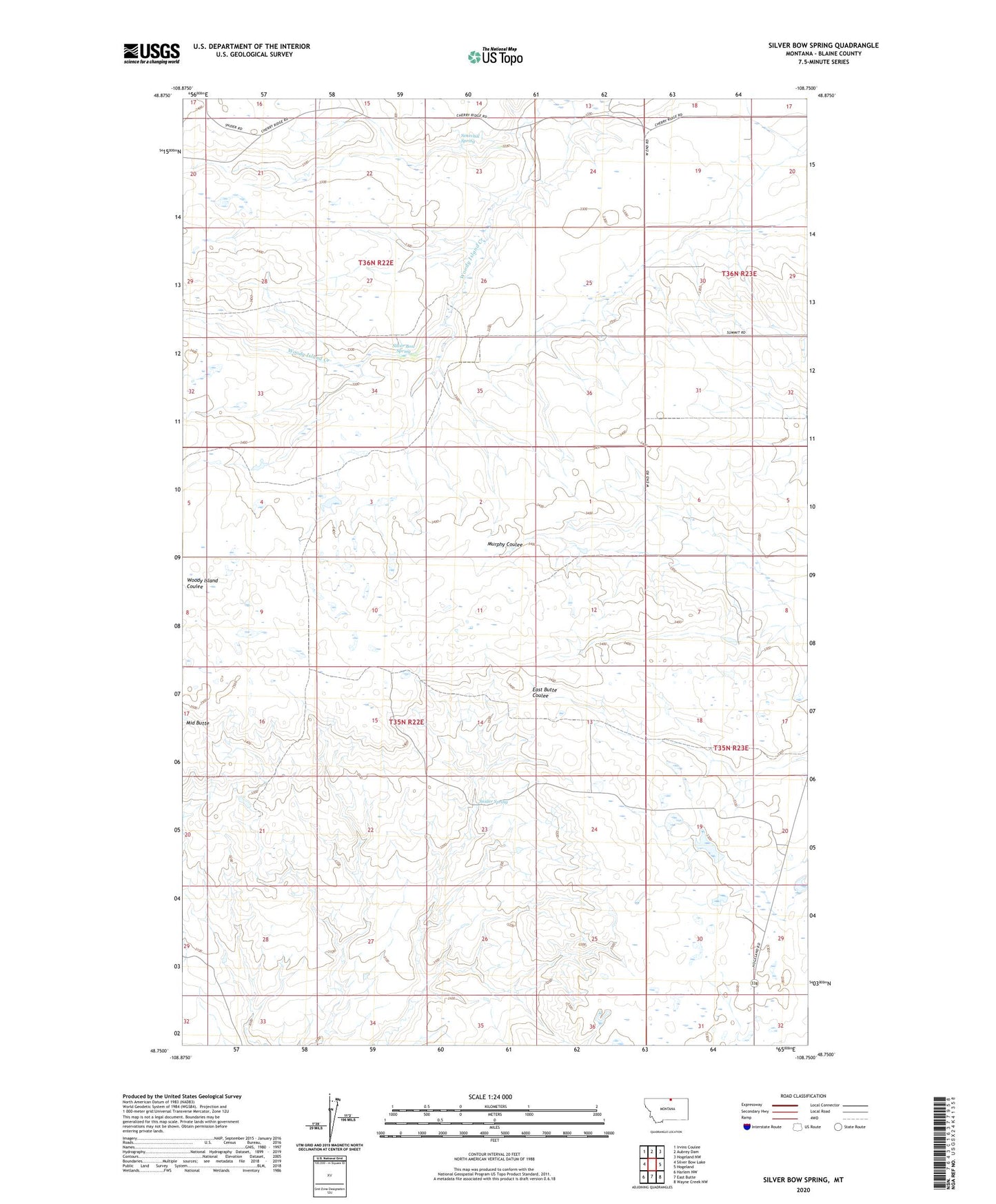 Silver Bow Spring Montana US Topo Map Image