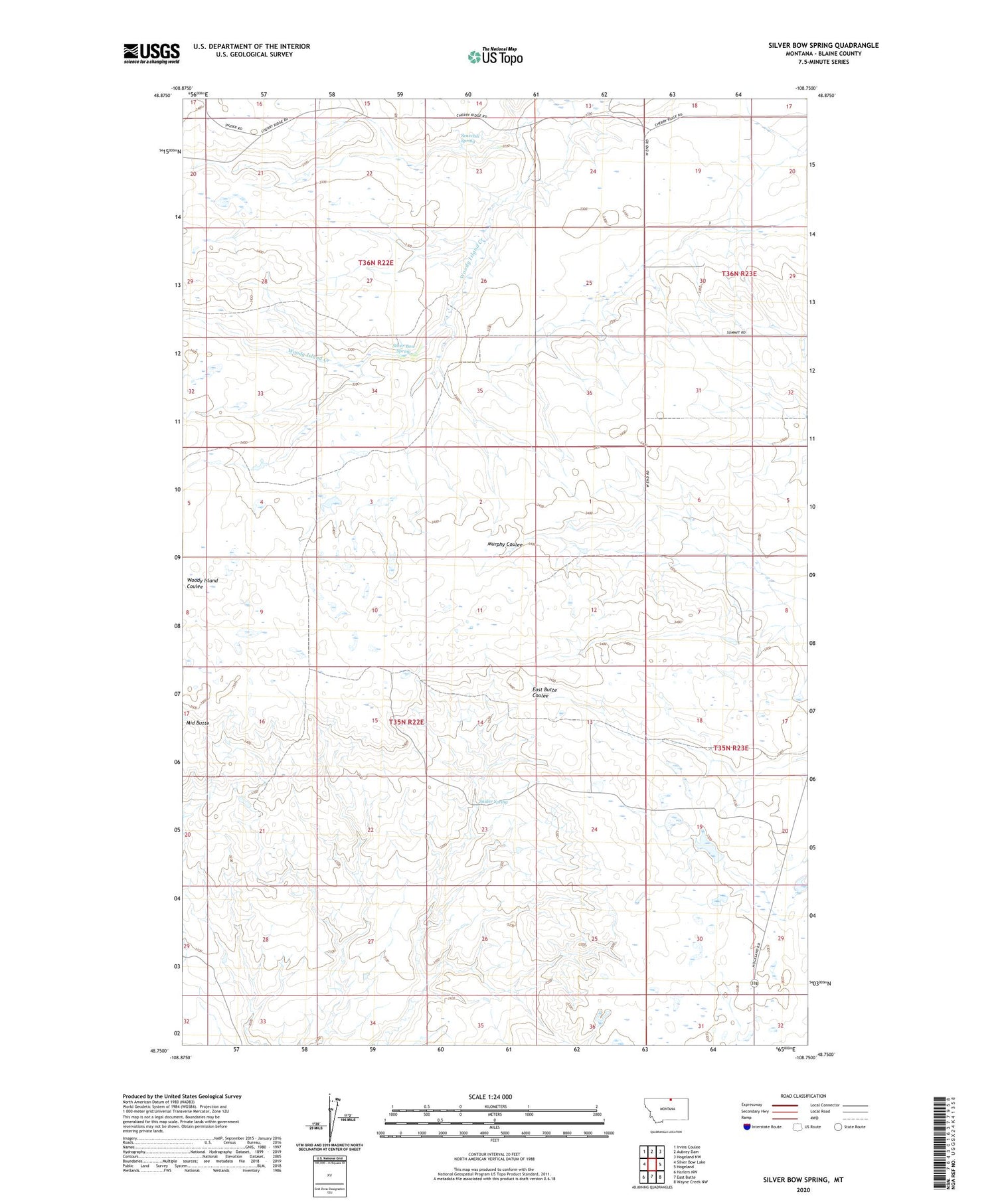 Silver Bow Spring Montana US Topo Map Image