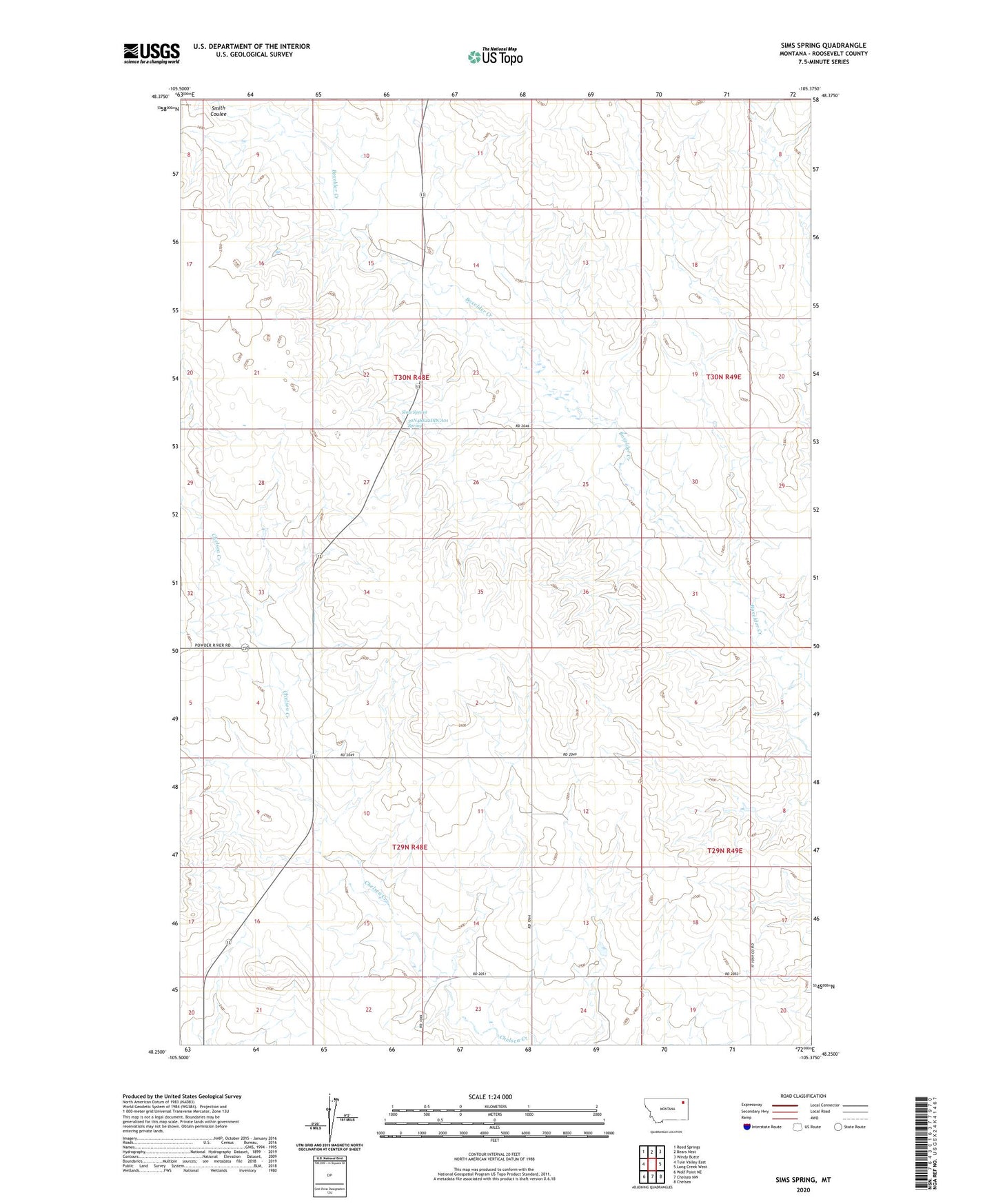 Sims Spring Montana US Topo Map Image
