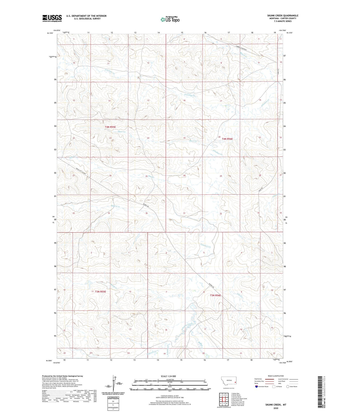 Skunk Creek Montana US Topo Map Image