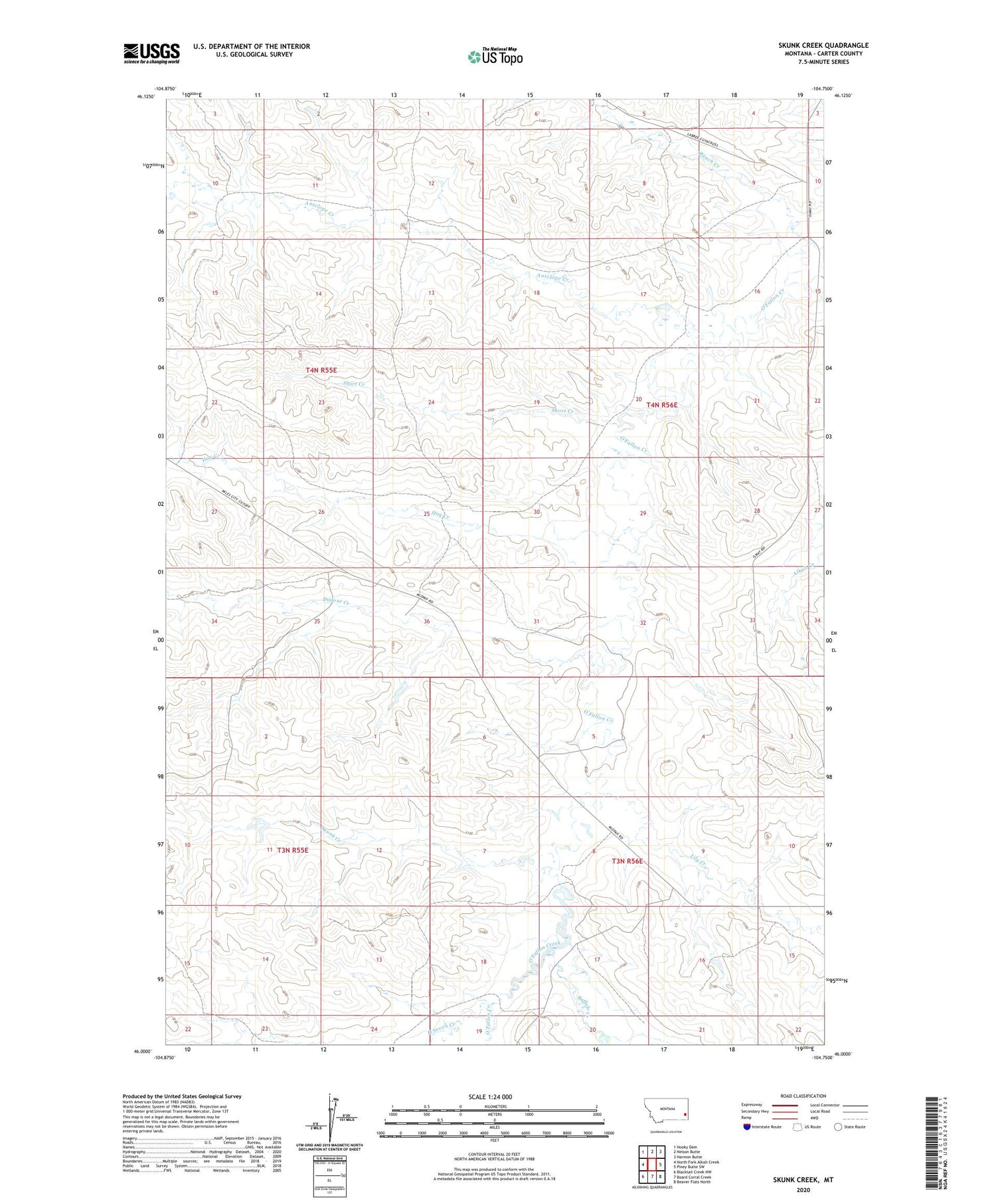 Skunk Creek Montana US Topo Map Image